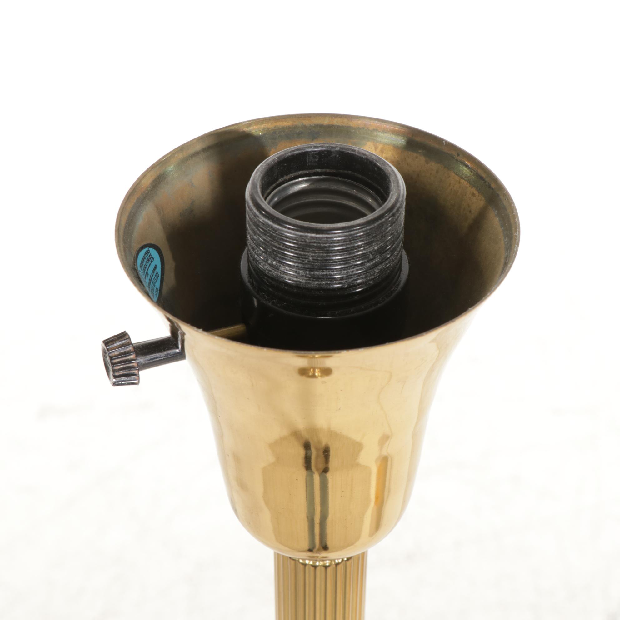 Alsy Brass Torchière Floor Lamp with Amber Ombre Glass Shade, Late 20th Century