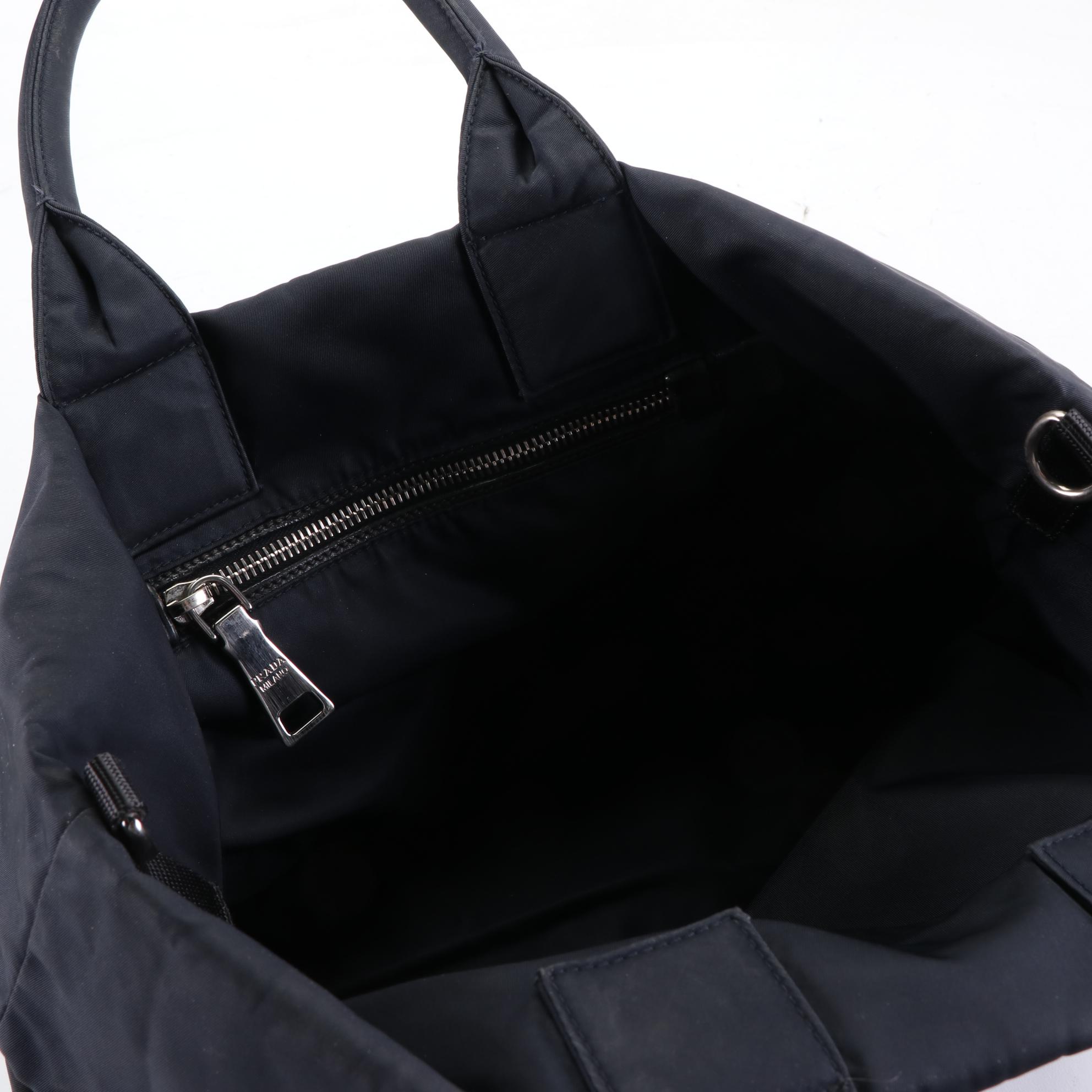 Prada Reversible Double Tote in Navy/Black Tessuto