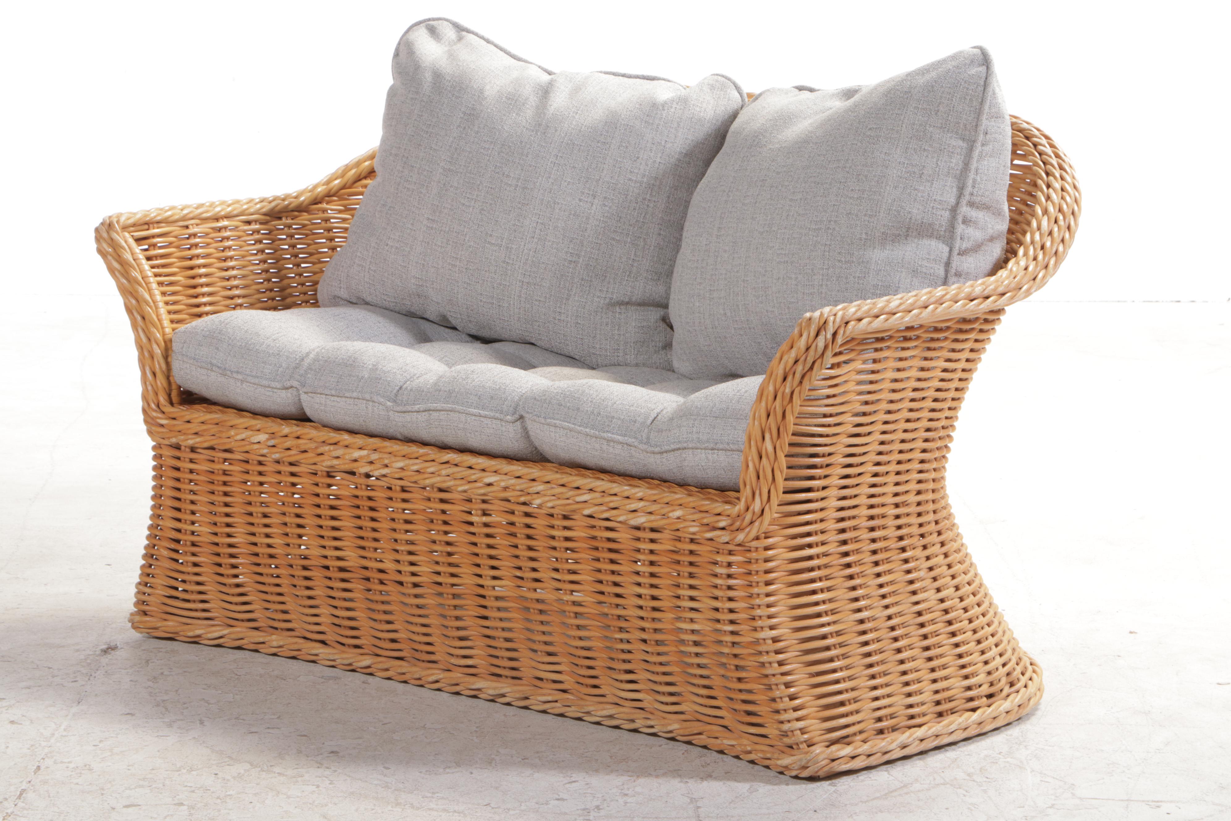 Wicker and Rattan Patio Loveseat and Armchair