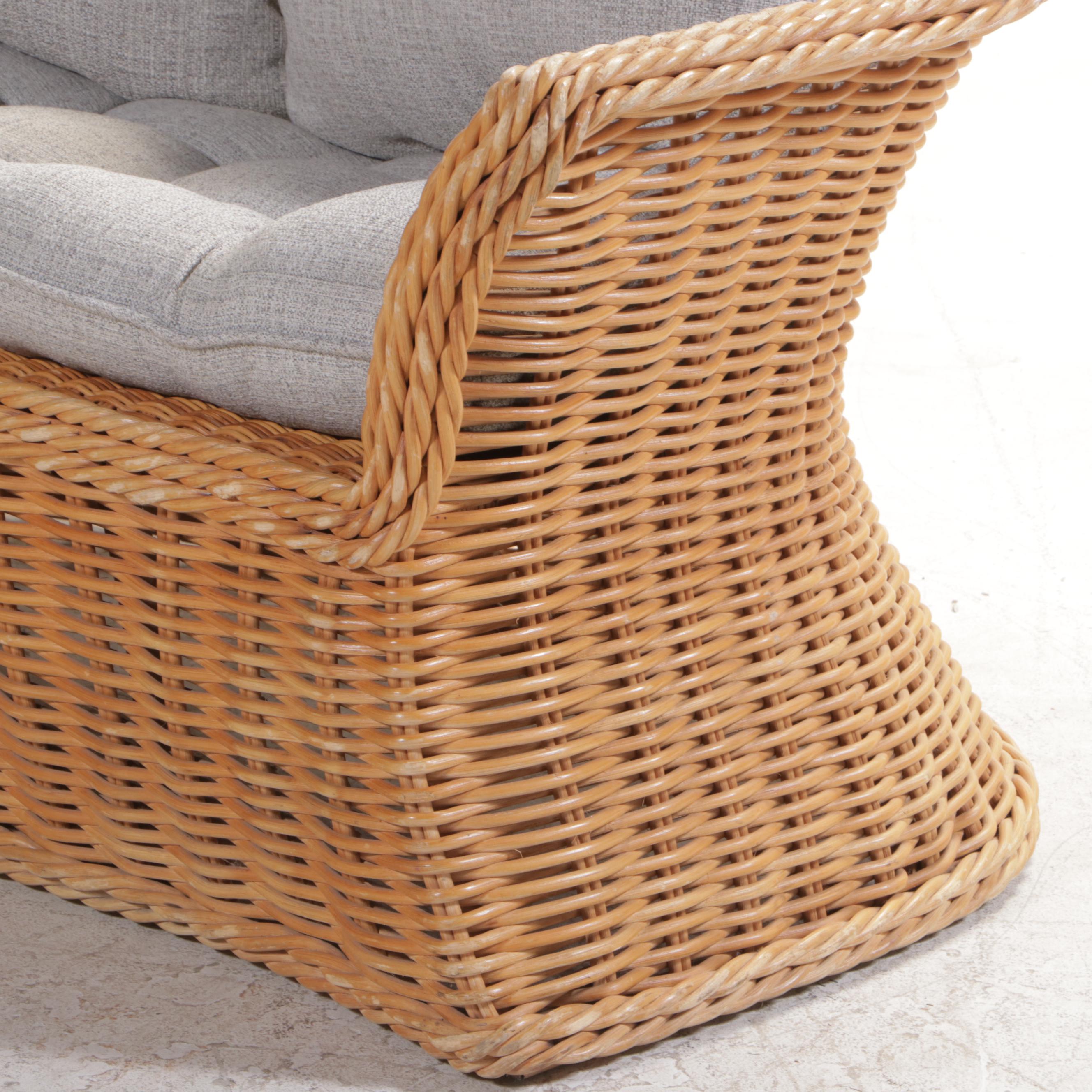 Wicker and Rattan Patio Loveseat and Armchair