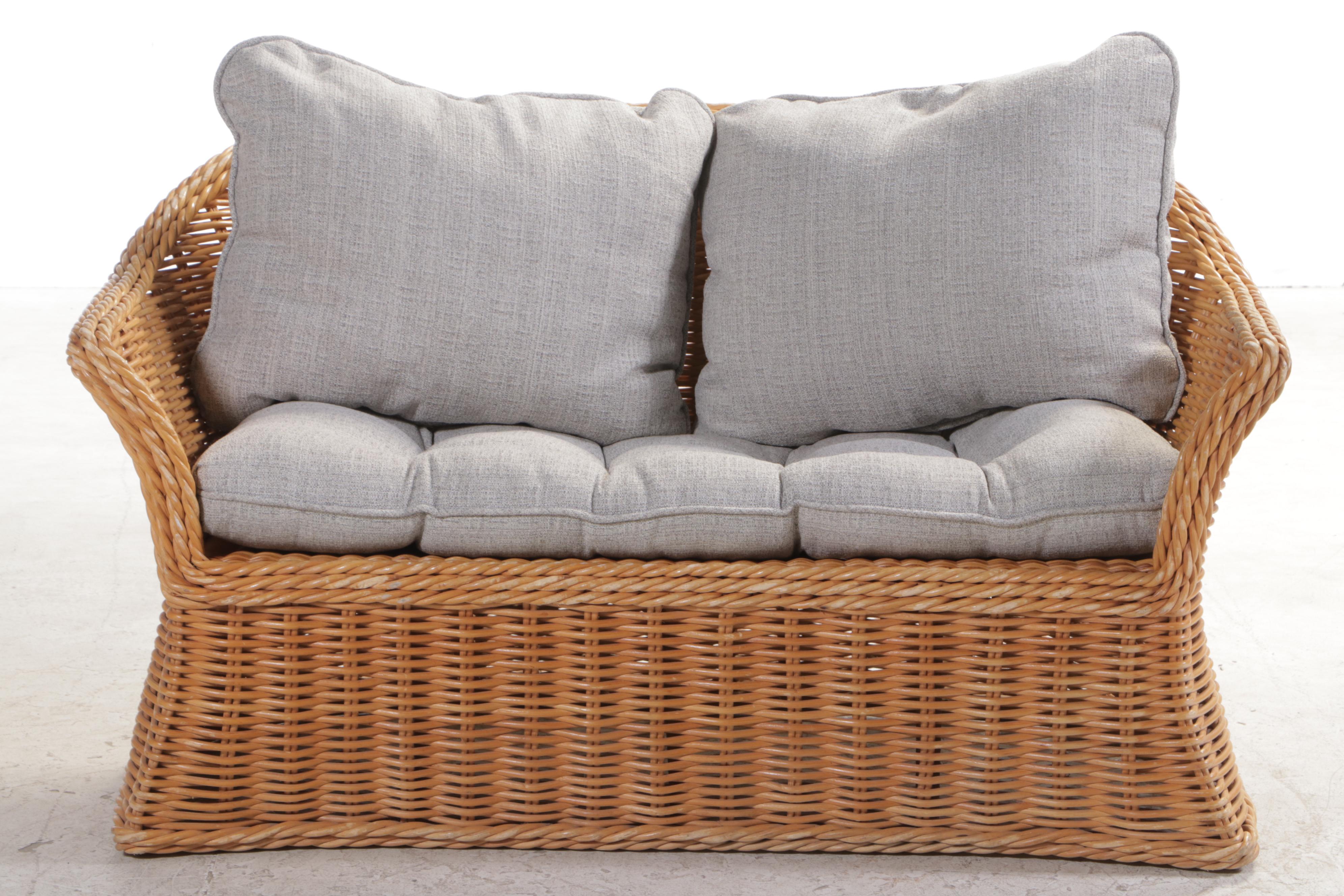 Wicker and Rattan Patio Loveseat and Armchair