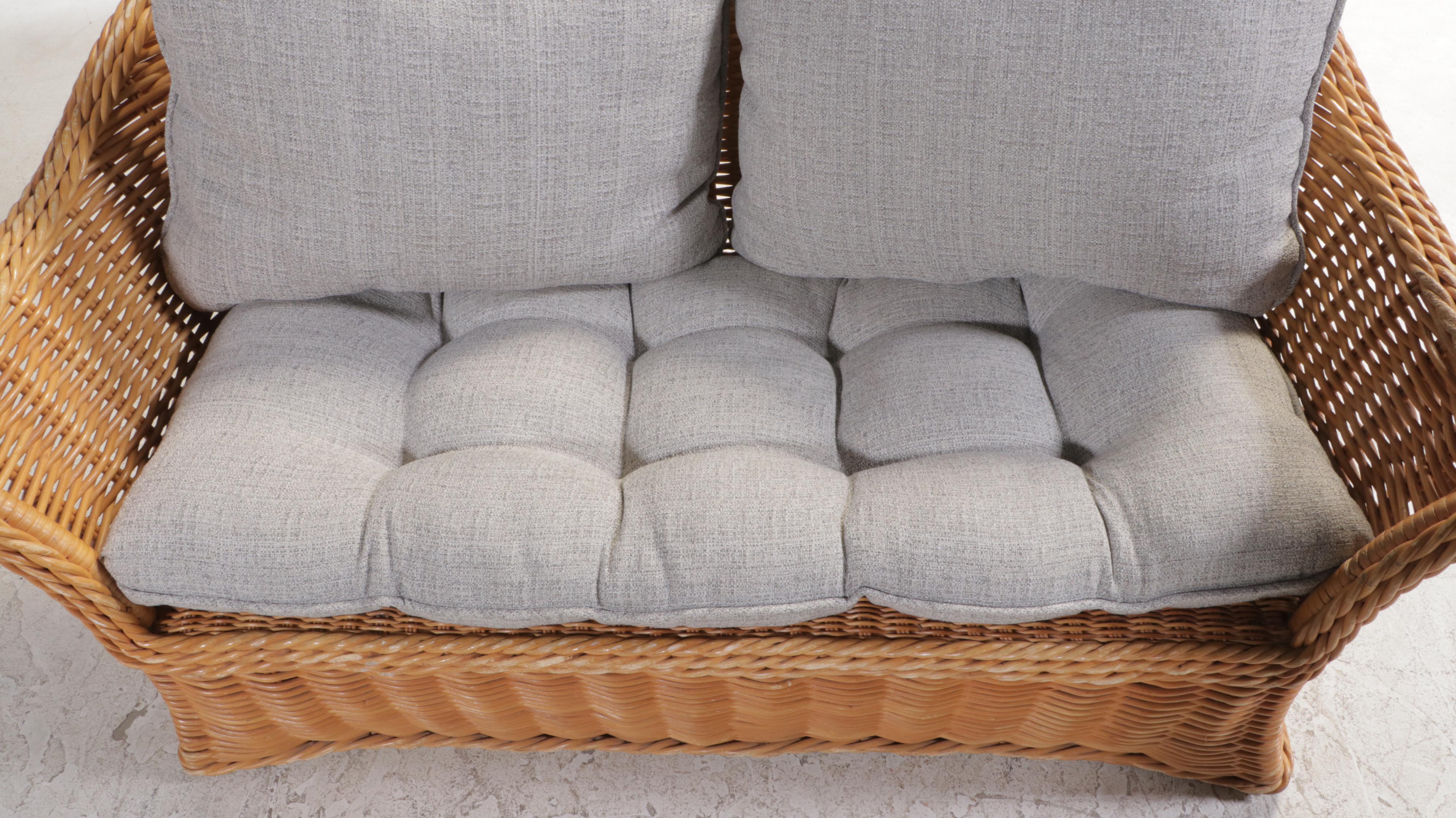 Wicker and Rattan Patio Loveseat and Armchair