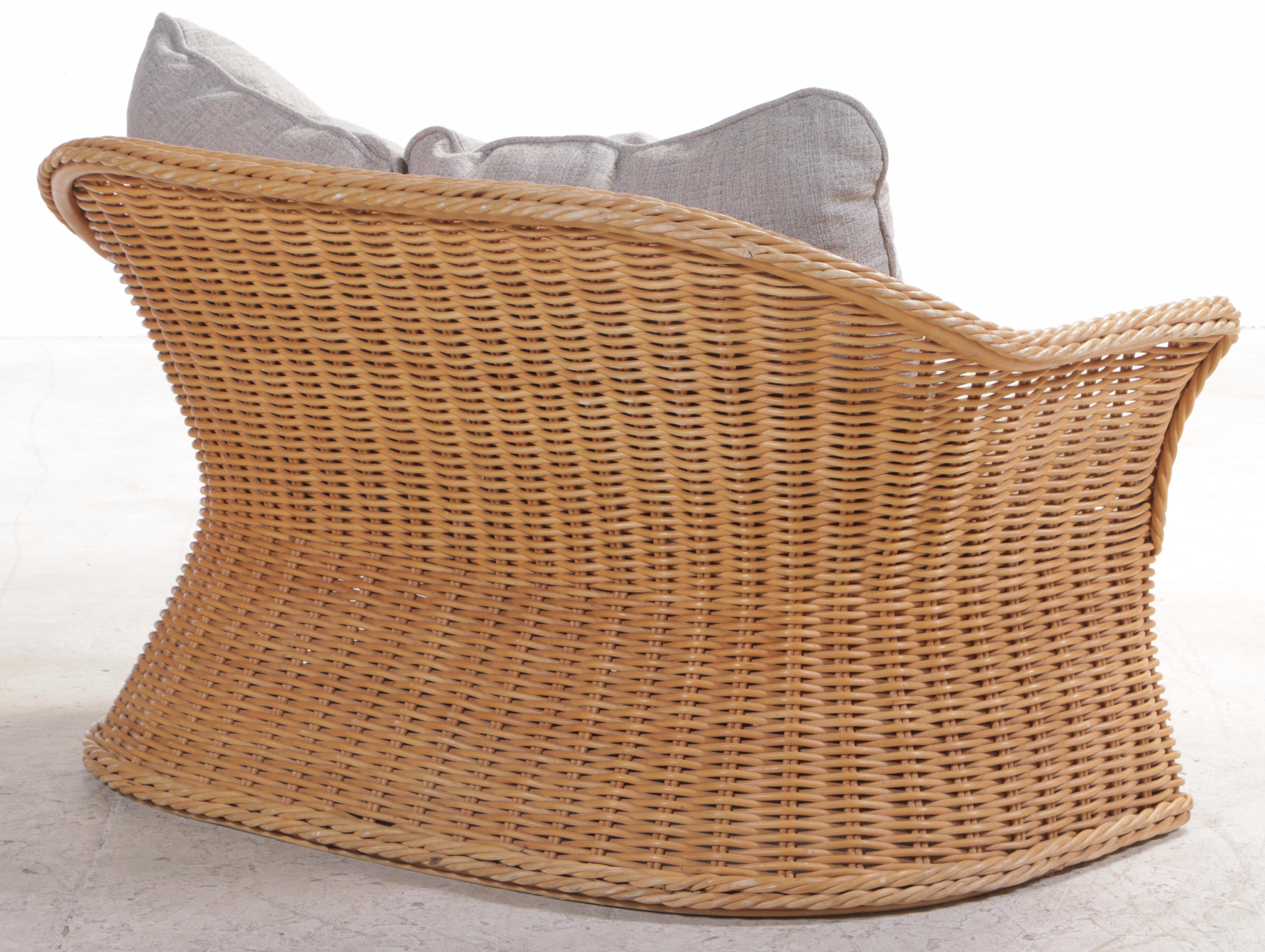 Wicker and Rattan Patio Loveseat and Armchair