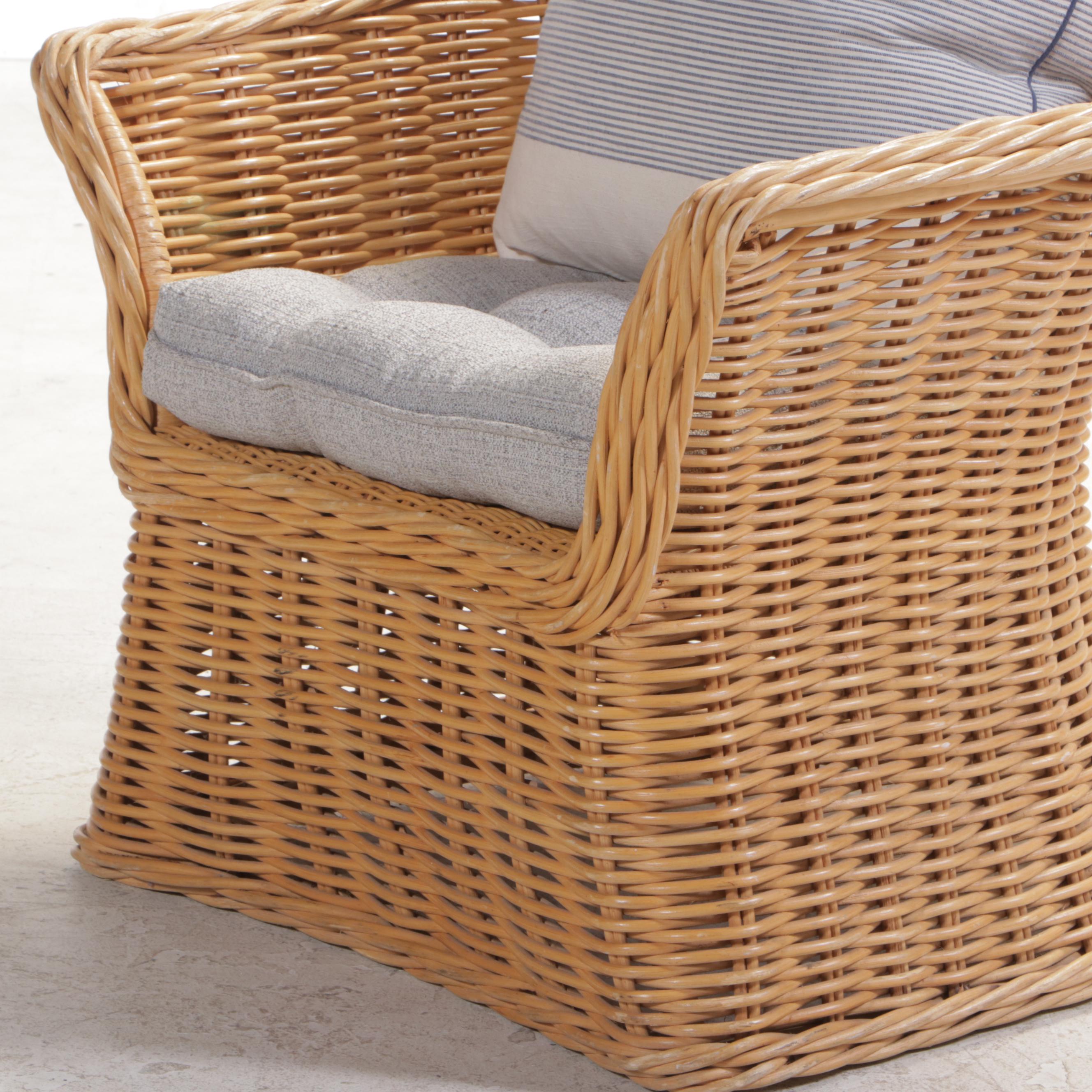 Wicker and Rattan Patio Loveseat and Armchair