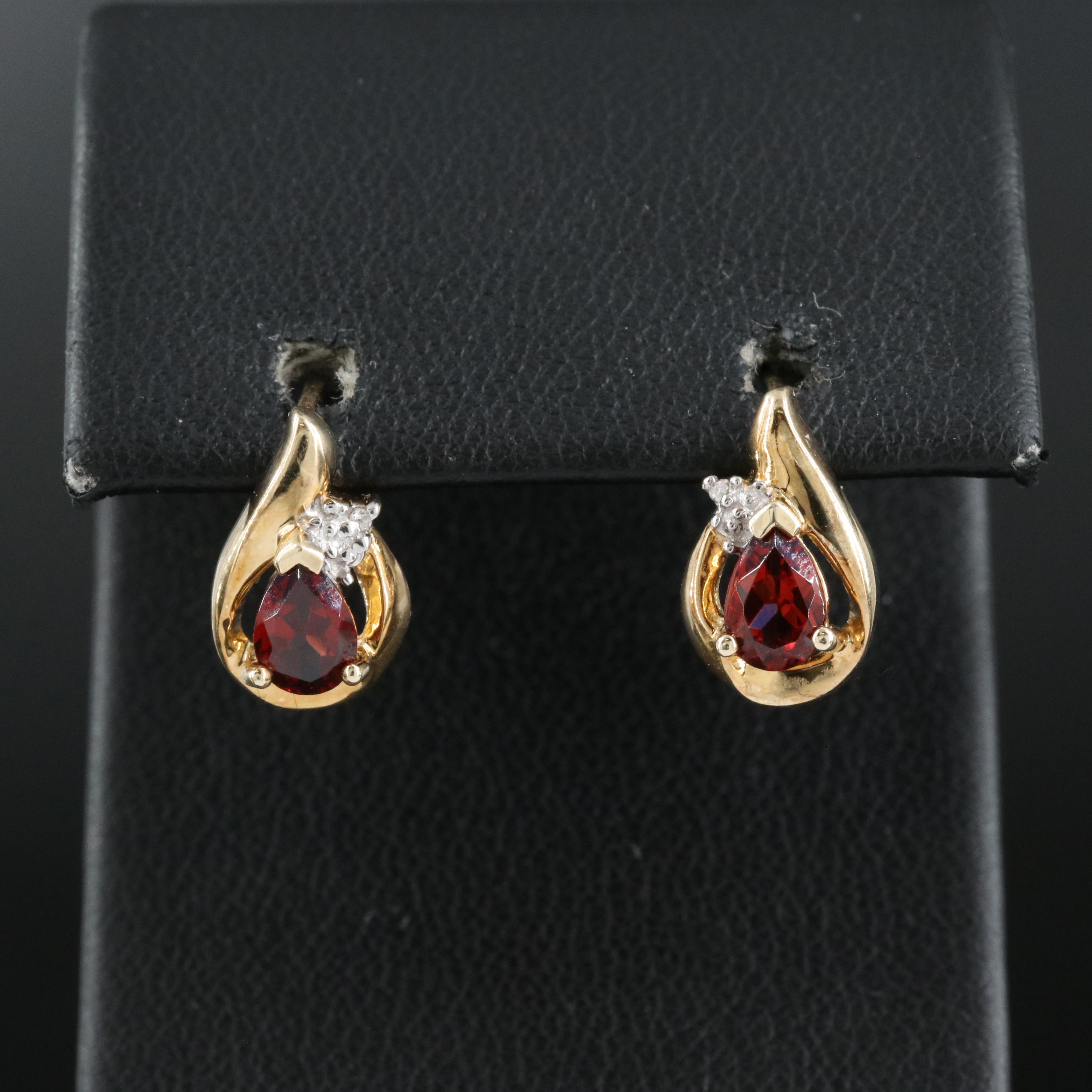 10K Garnet and 0.01 CTW Diamond Earrings