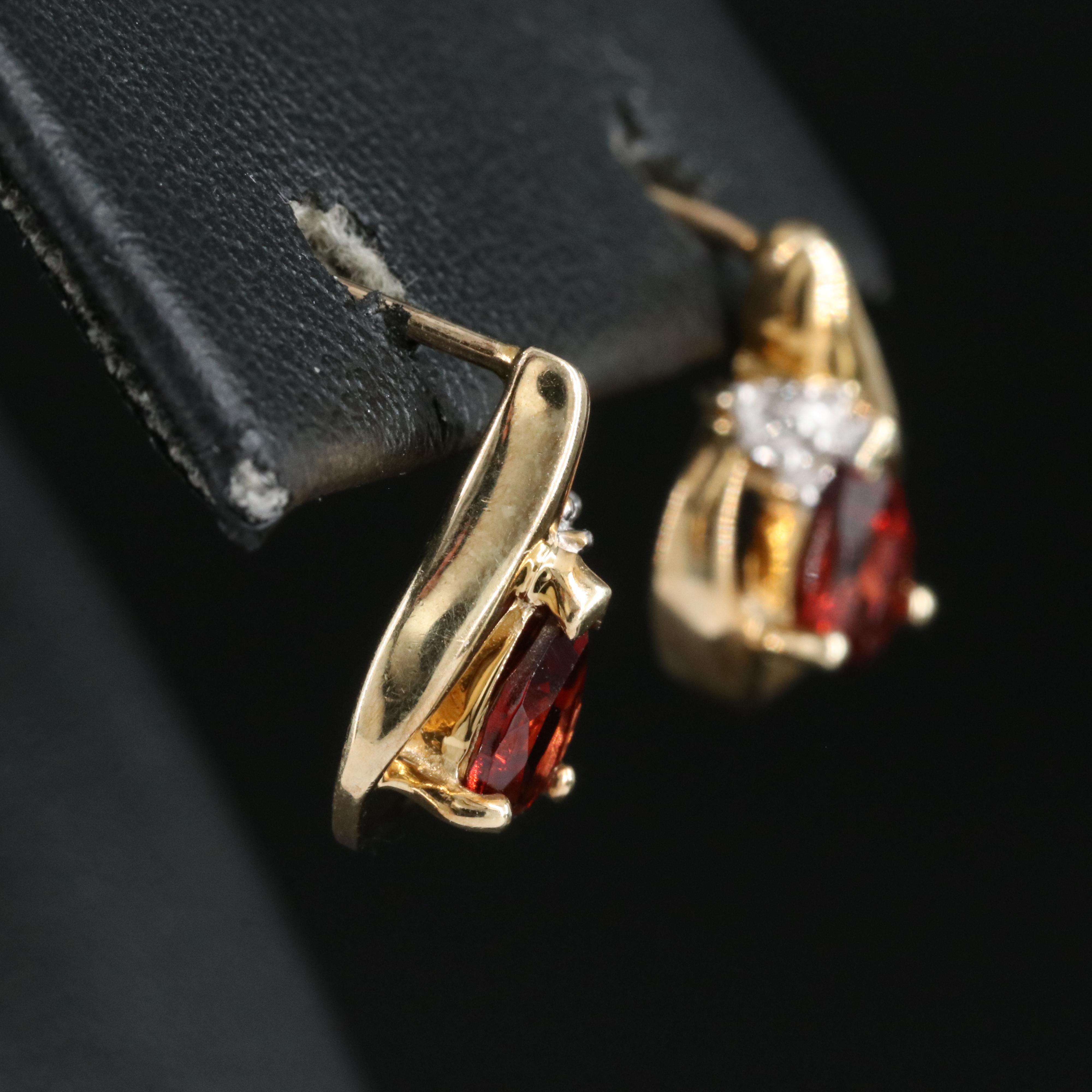10K Garnet and 0.01 CTW Diamond Earrings