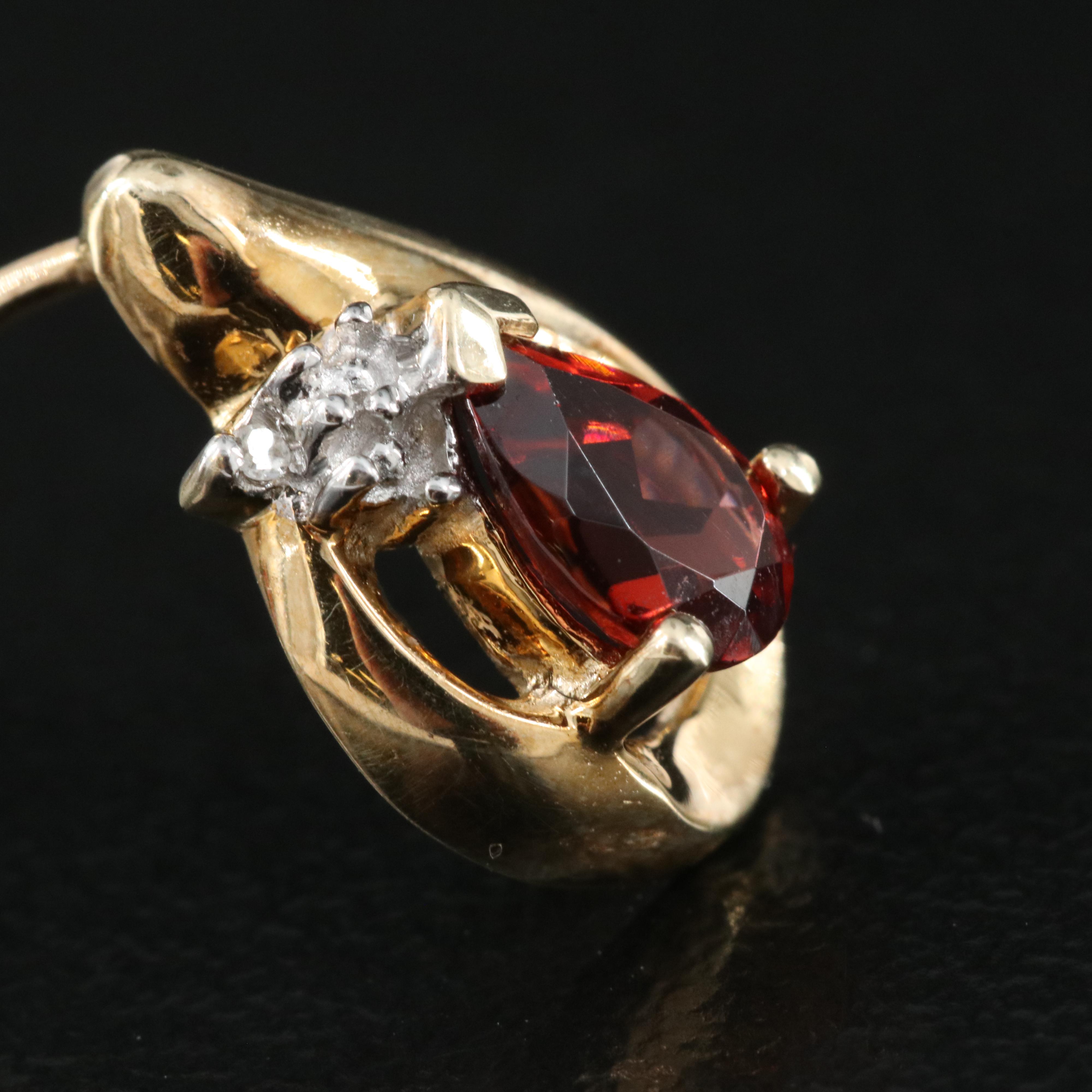 10K Garnet and 0.01 CTW Diamond Earrings