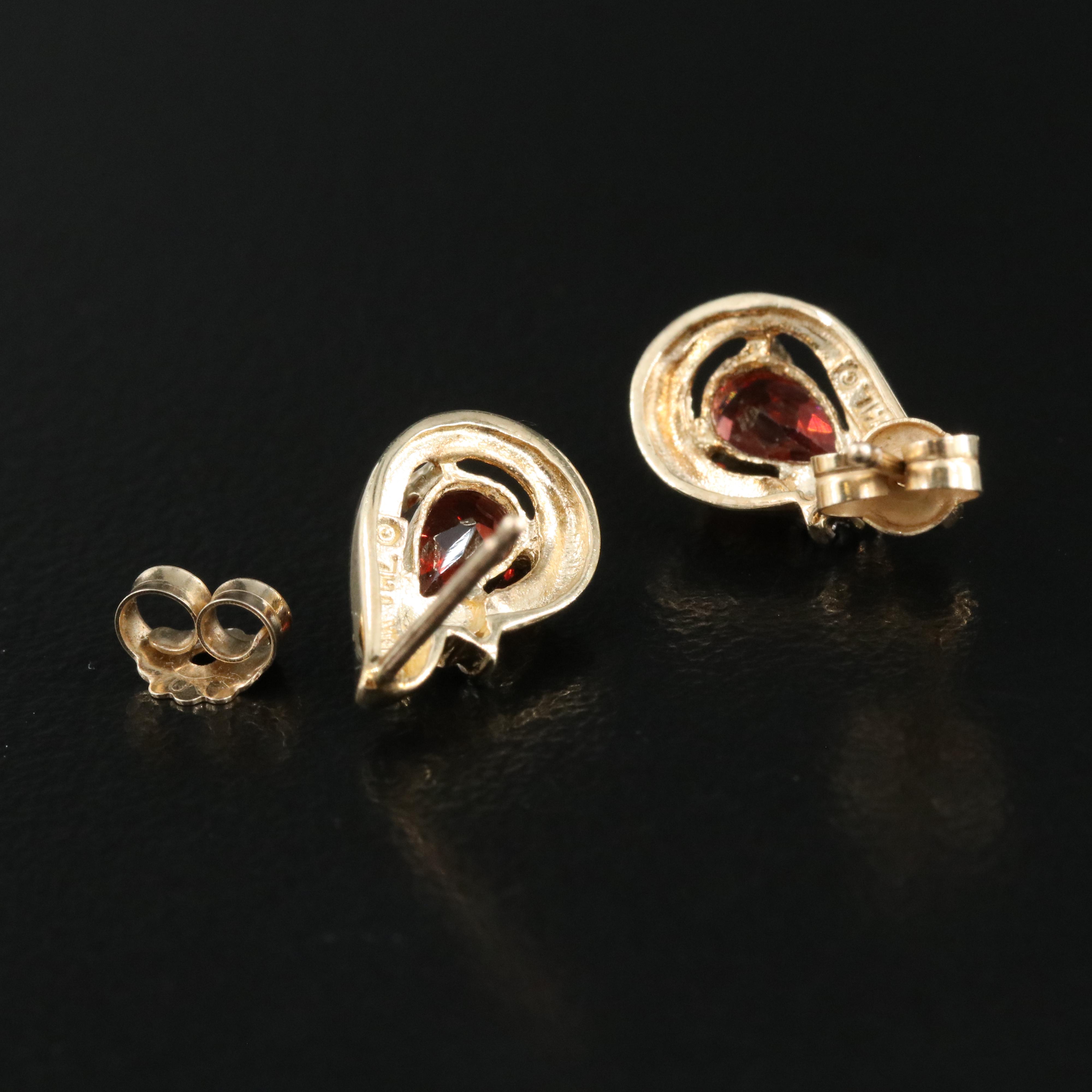 10K Garnet and 0.01 CTW Diamond Earrings