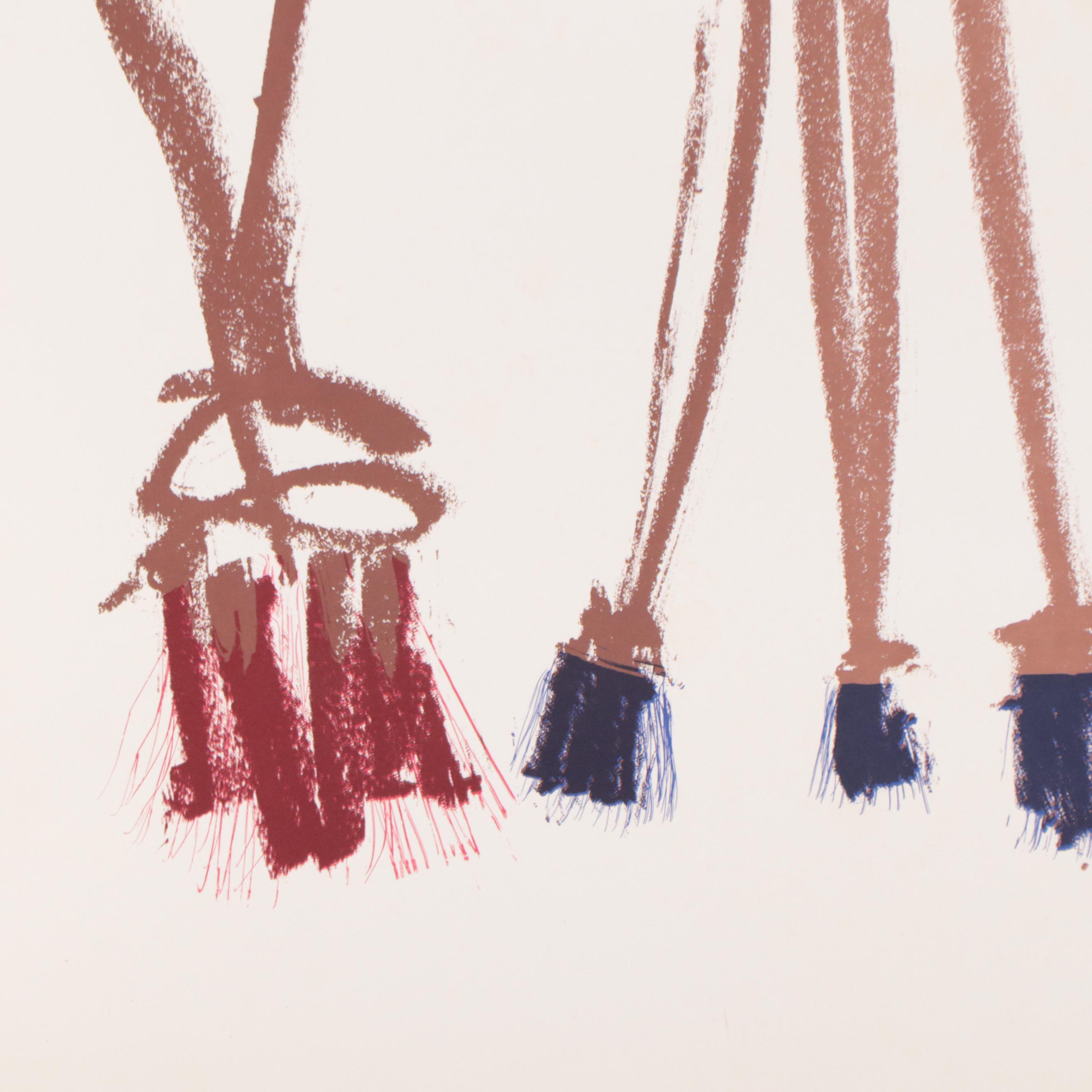 Grégoire Müller Color Lithograph "Untitled - Paintbrushes"