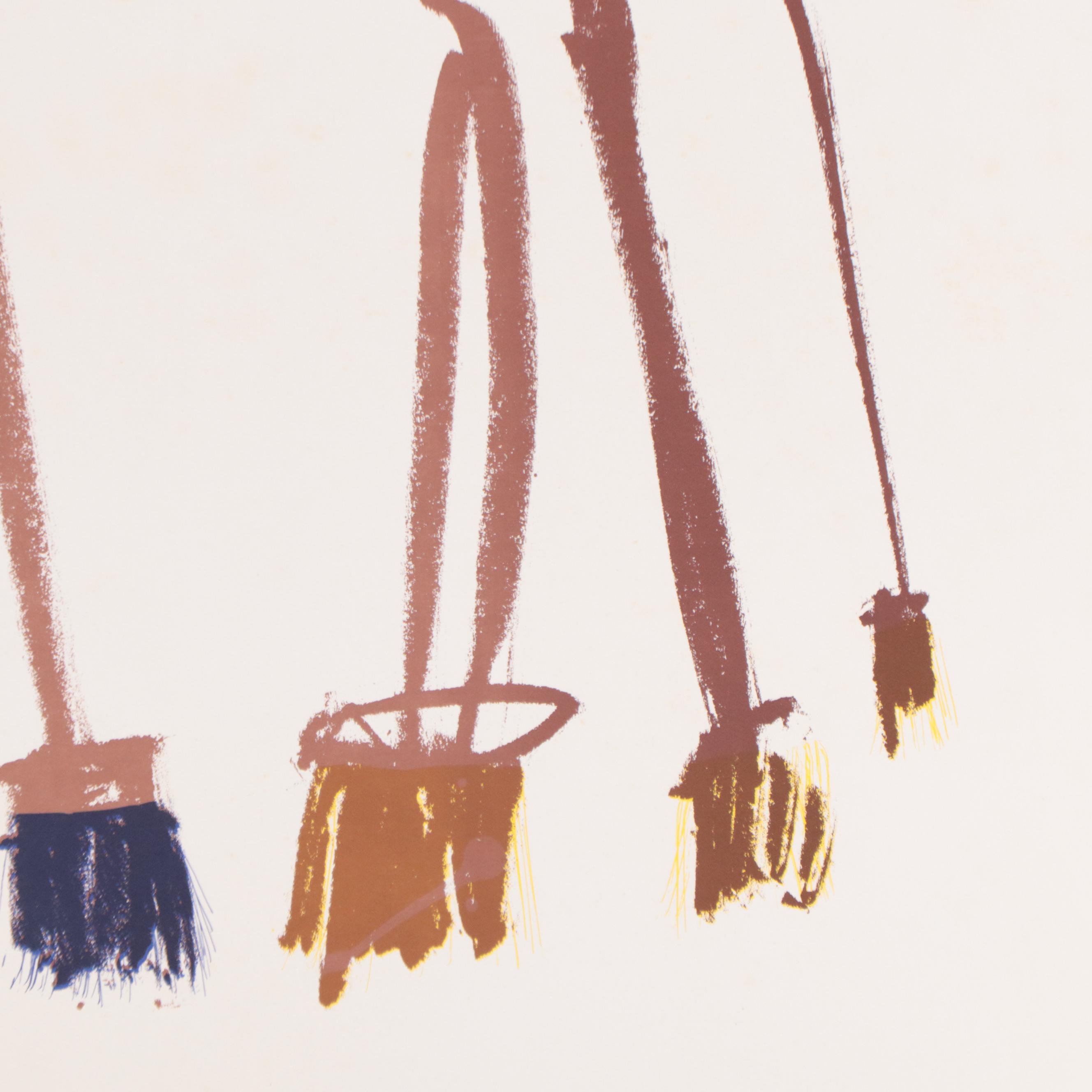 Grégoire Müller Color Lithograph "Untitled - Paintbrushes"