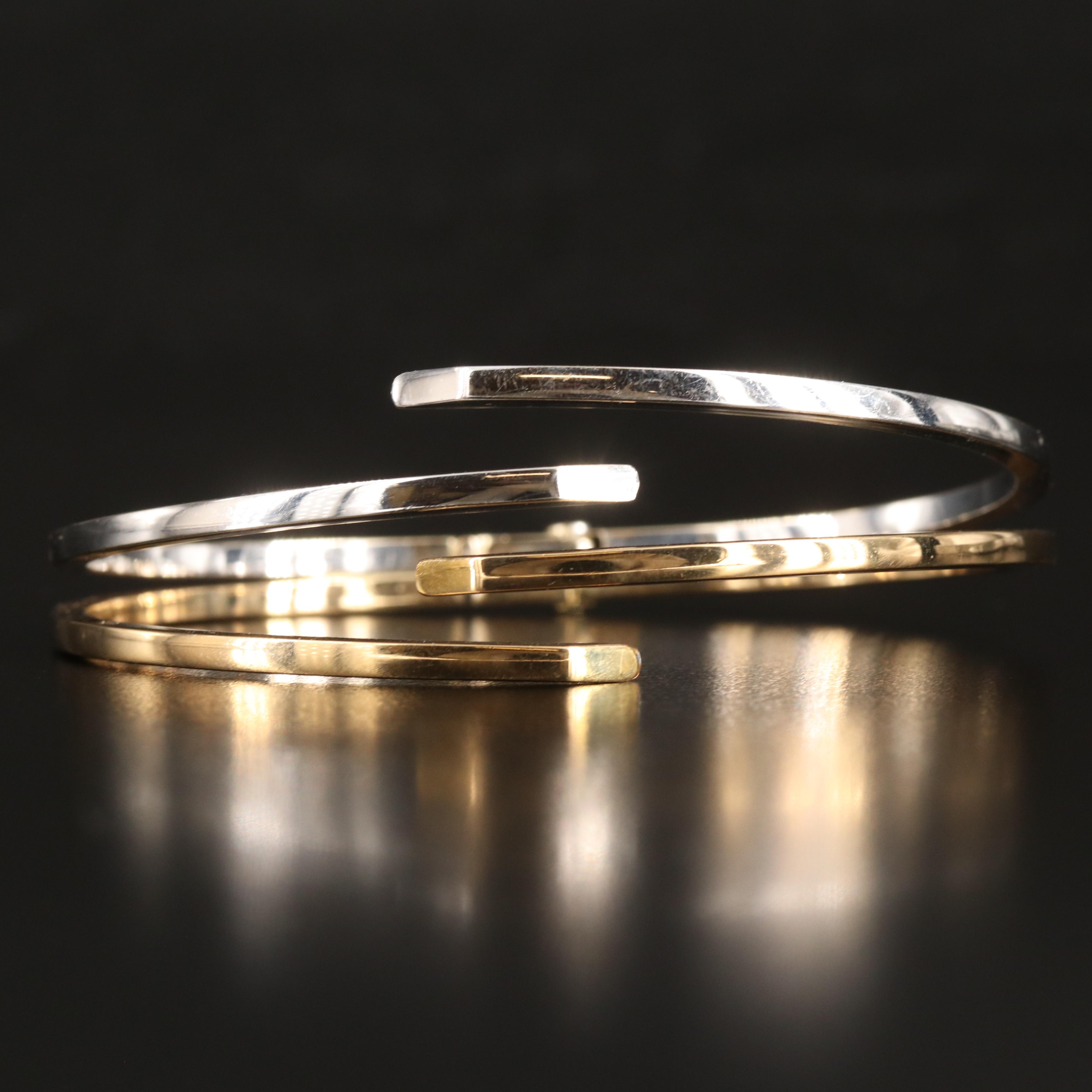 Italian 14K Two-Tone Hinged Bracelet