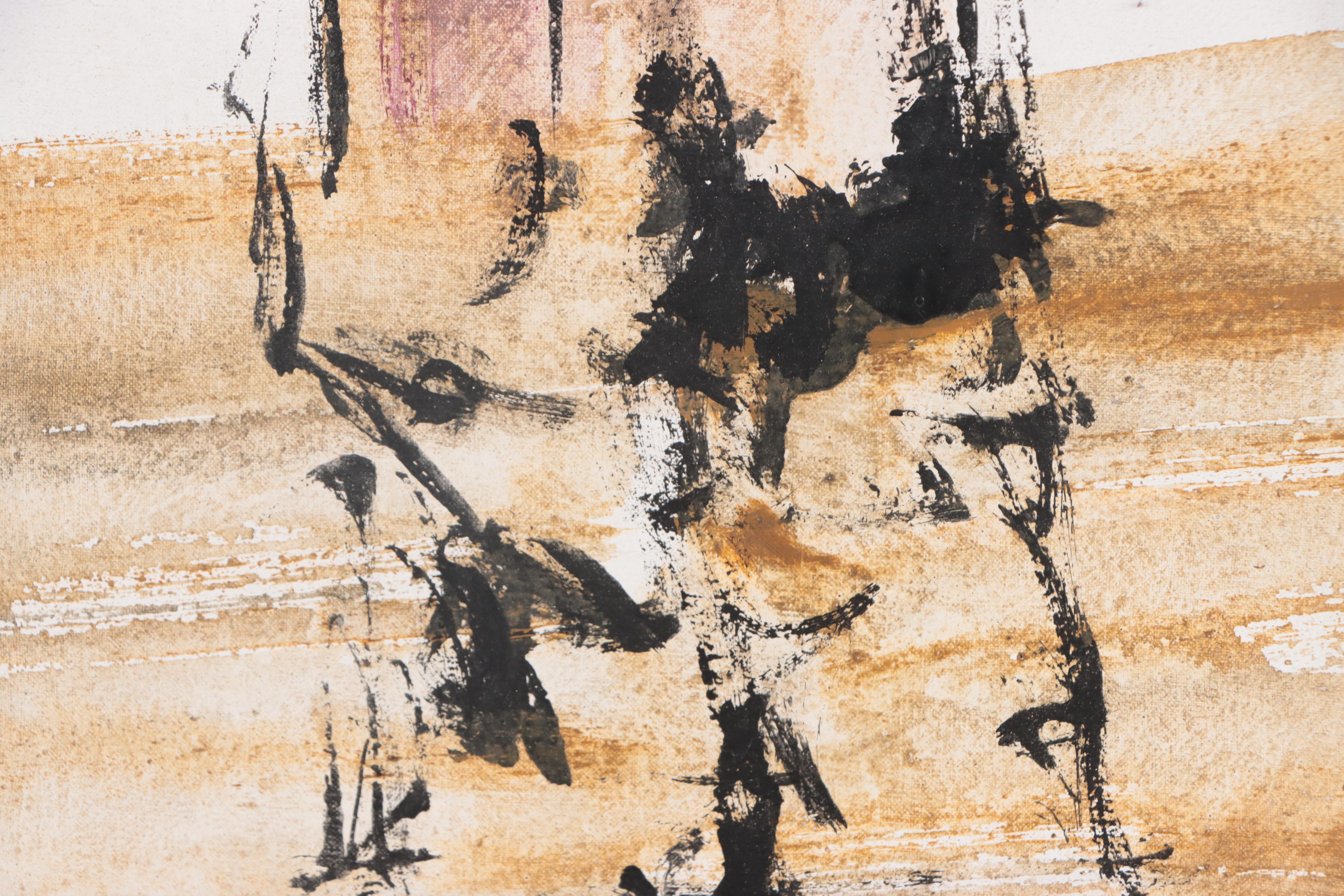 Oguisse Portrait Acrylic Painting of a Young Girl, Circa 1970