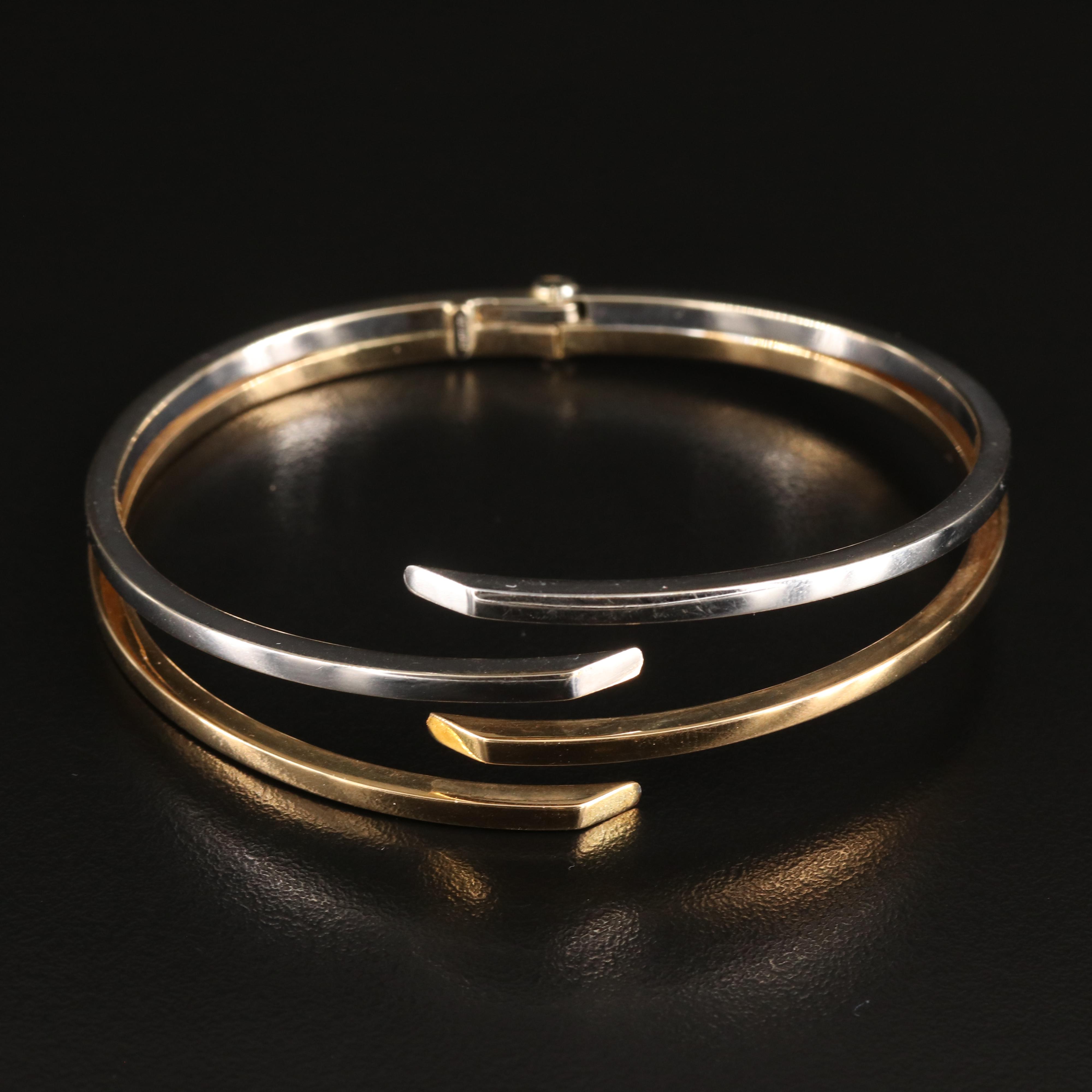 Italian 14K Two-Tone Hinged Bracelet