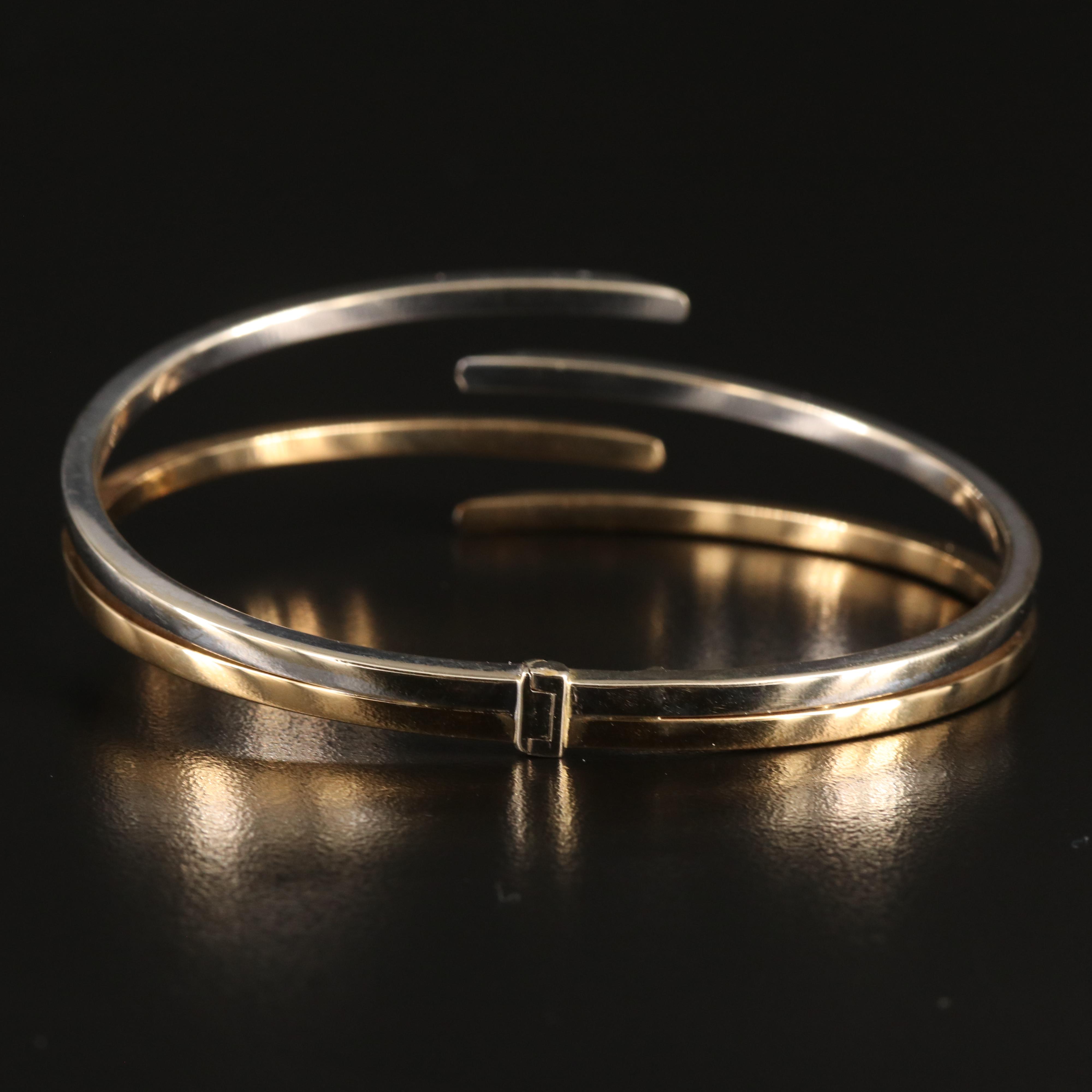 Italian 14K Two-Tone Hinged Bracelet