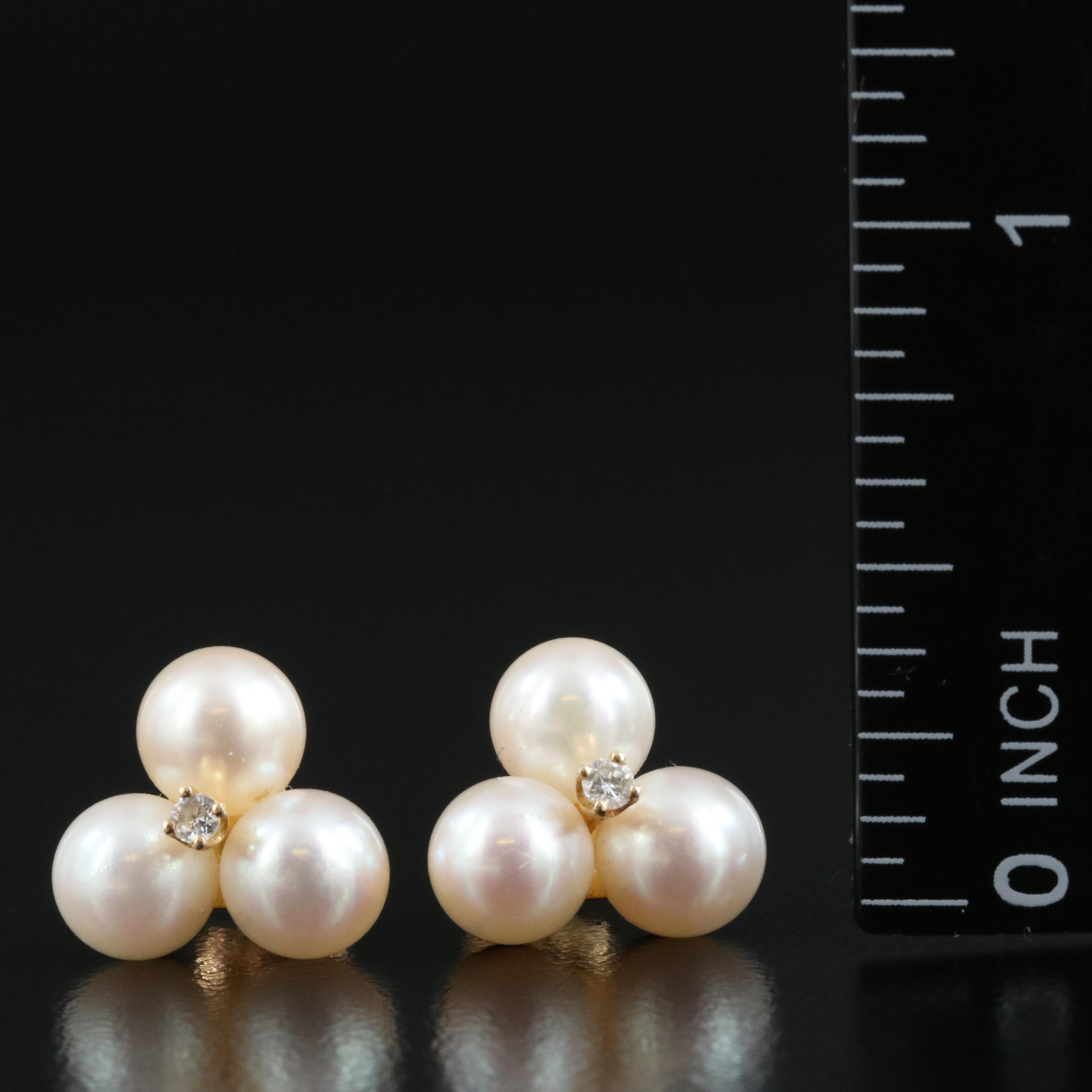 14K Cultured Pearl and 0.06 CTW Diamond Earrings