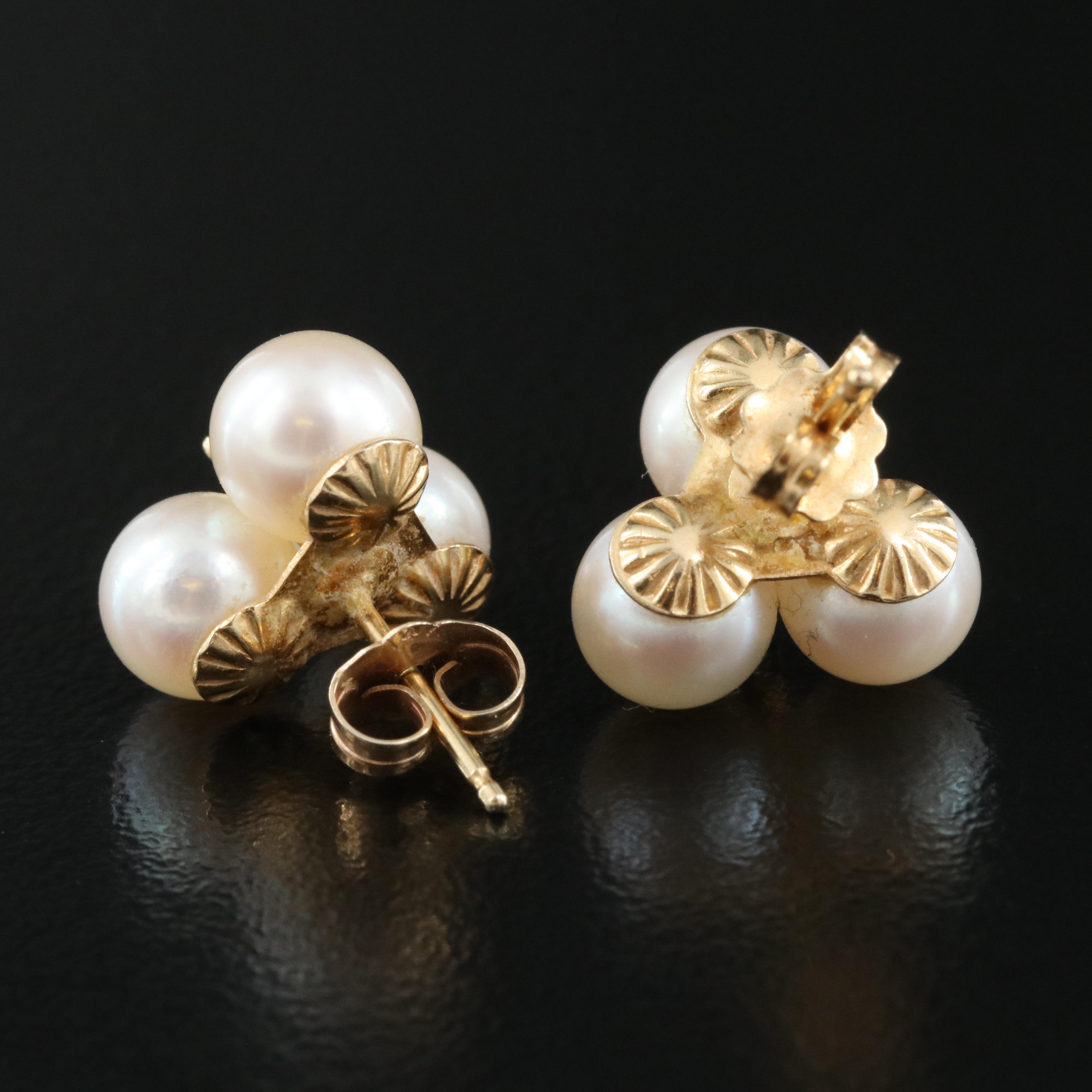 14K Cultured Pearl and 0.06 CTW Diamond Earrings