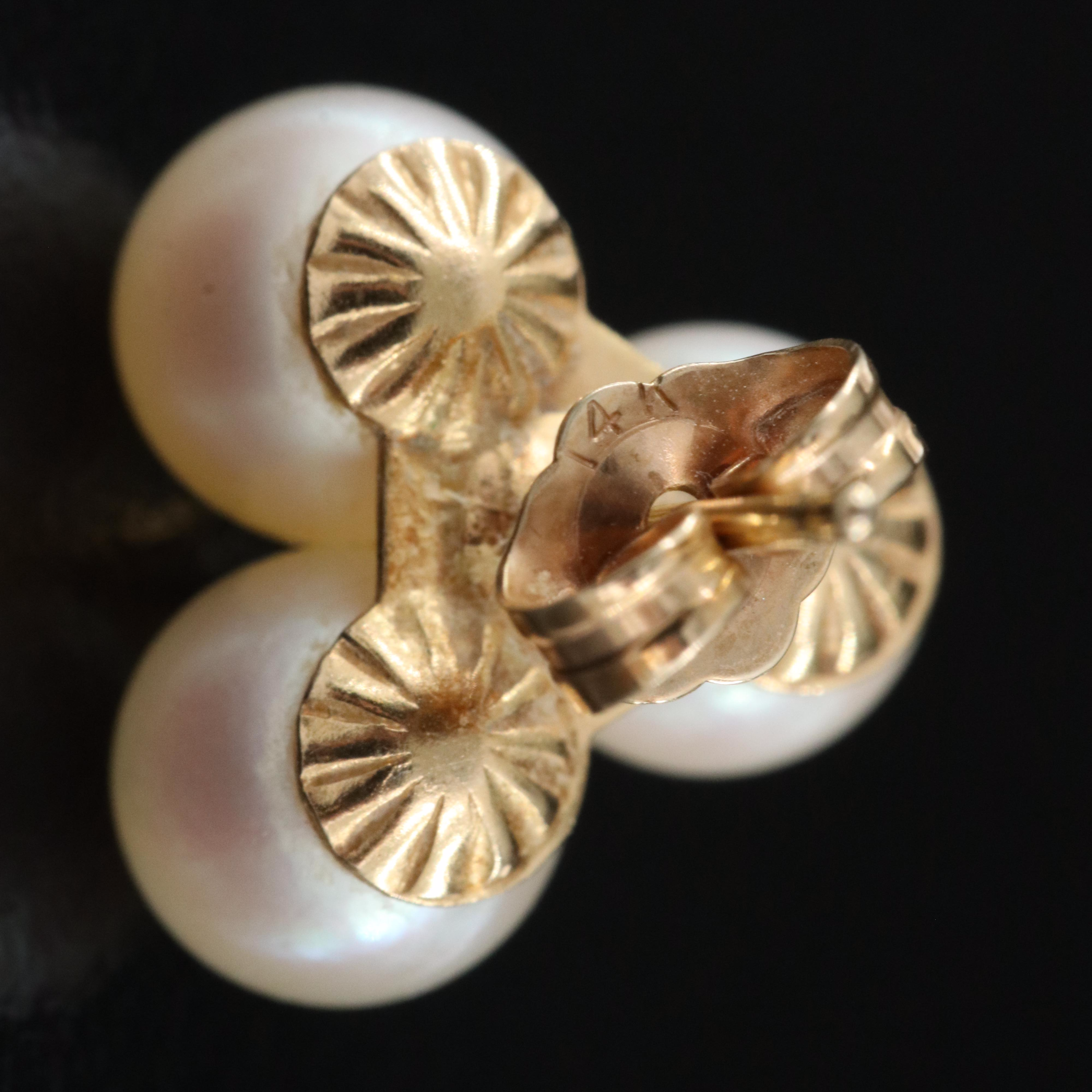 14K Cultured Pearl and 0.06 CTW Diamond Earrings