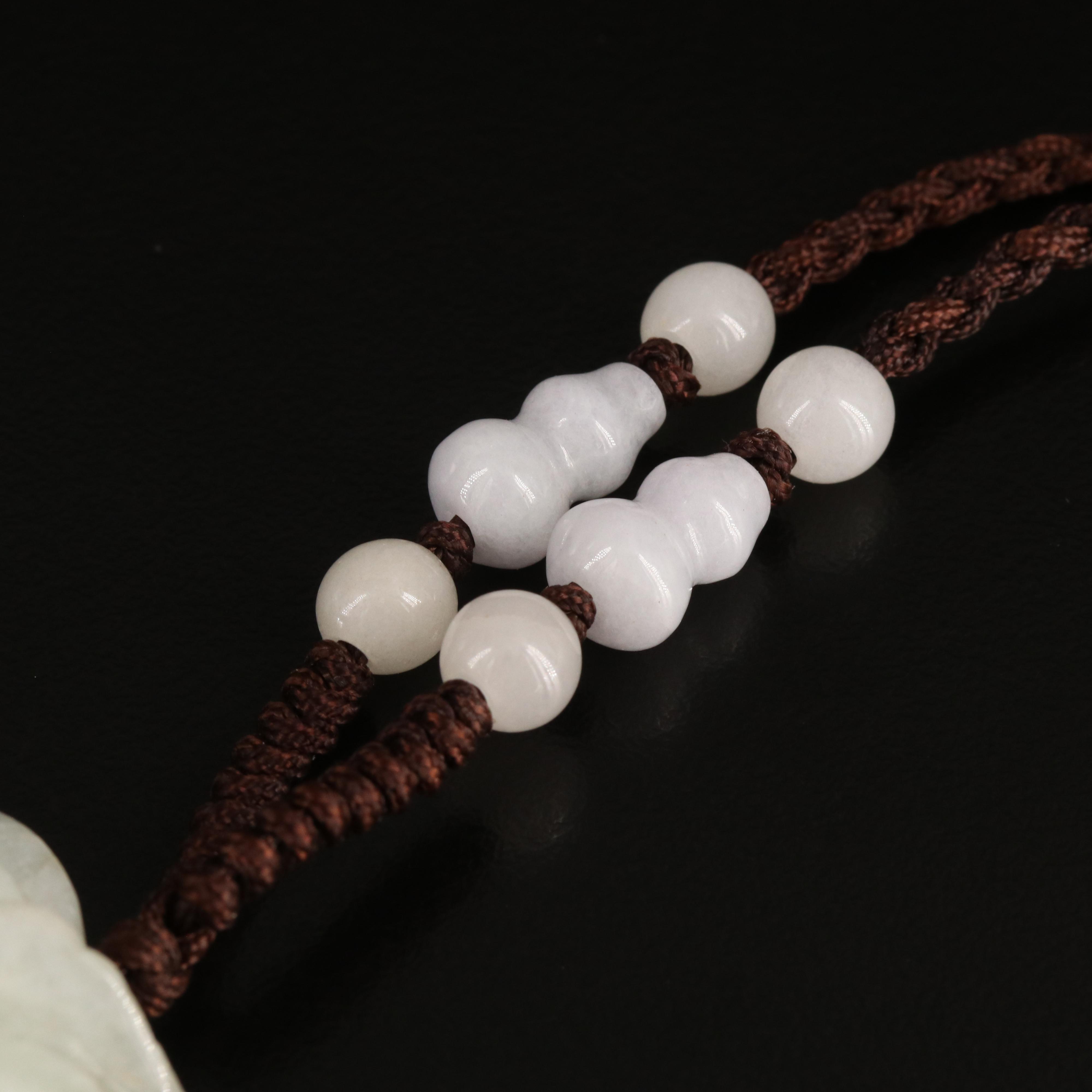 Carved Jadeite Flower and Quartz Necklace