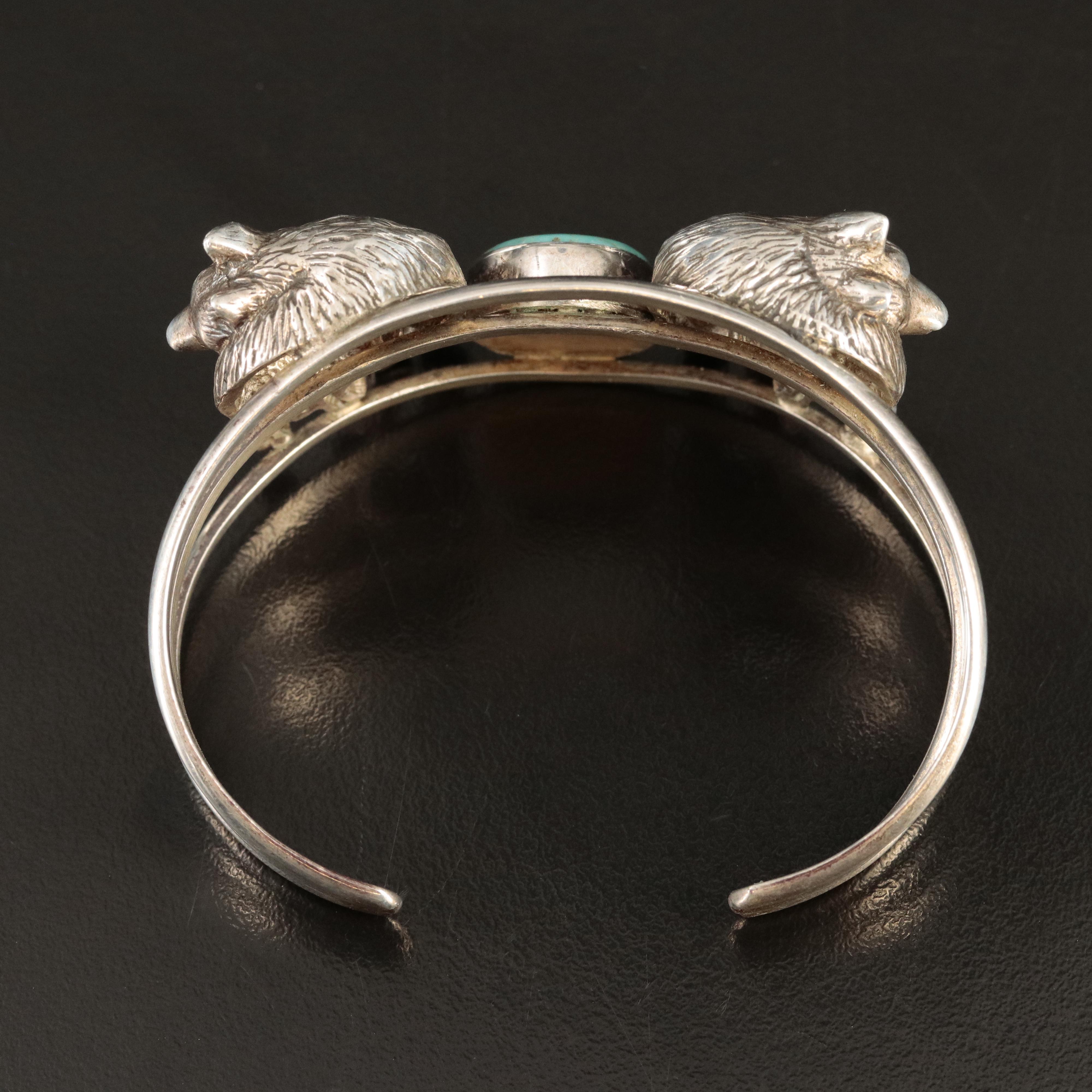 Carol Felley Sterling Turquoise Wolf Cuff