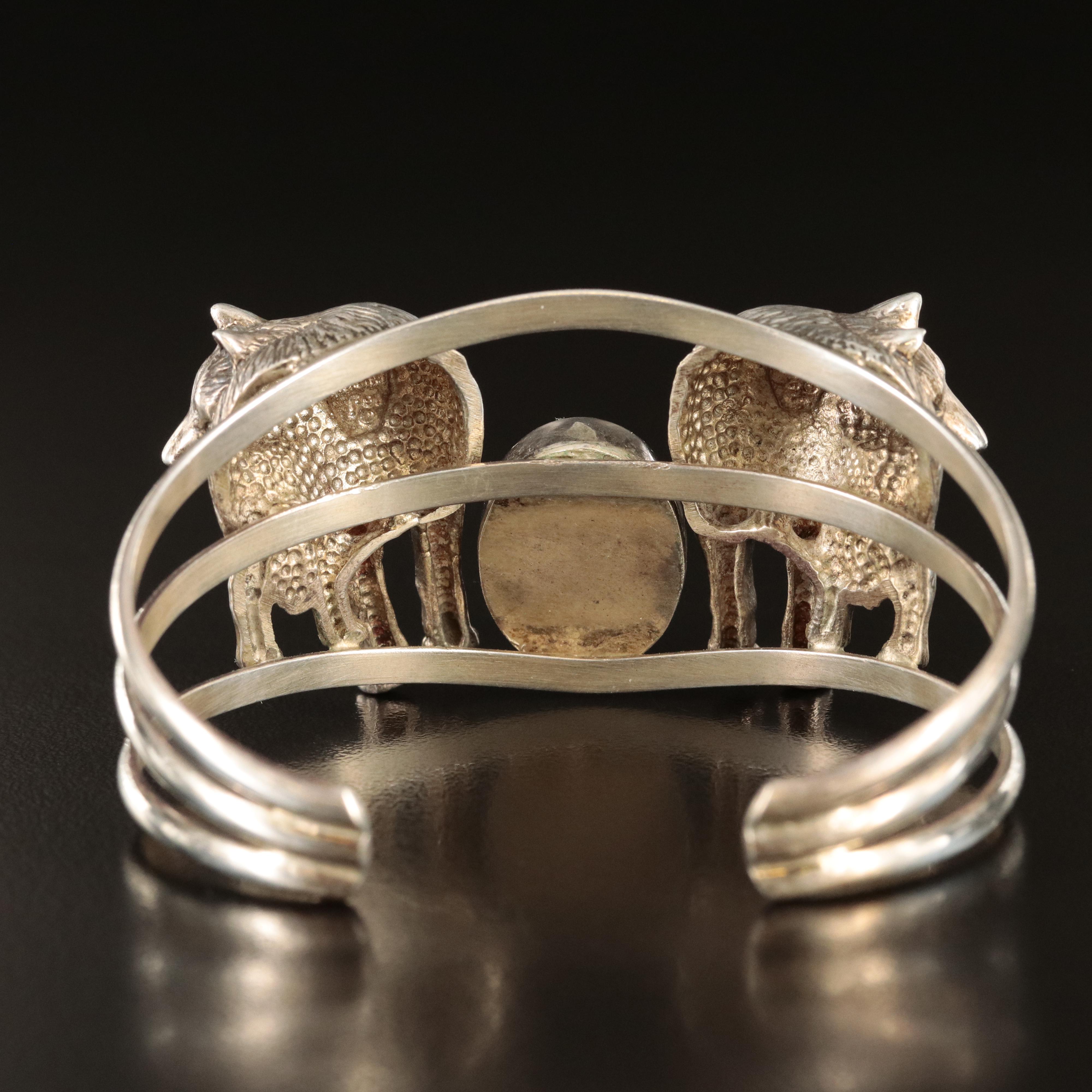 Carol Felley Sterling Turquoise Wolf Cuff