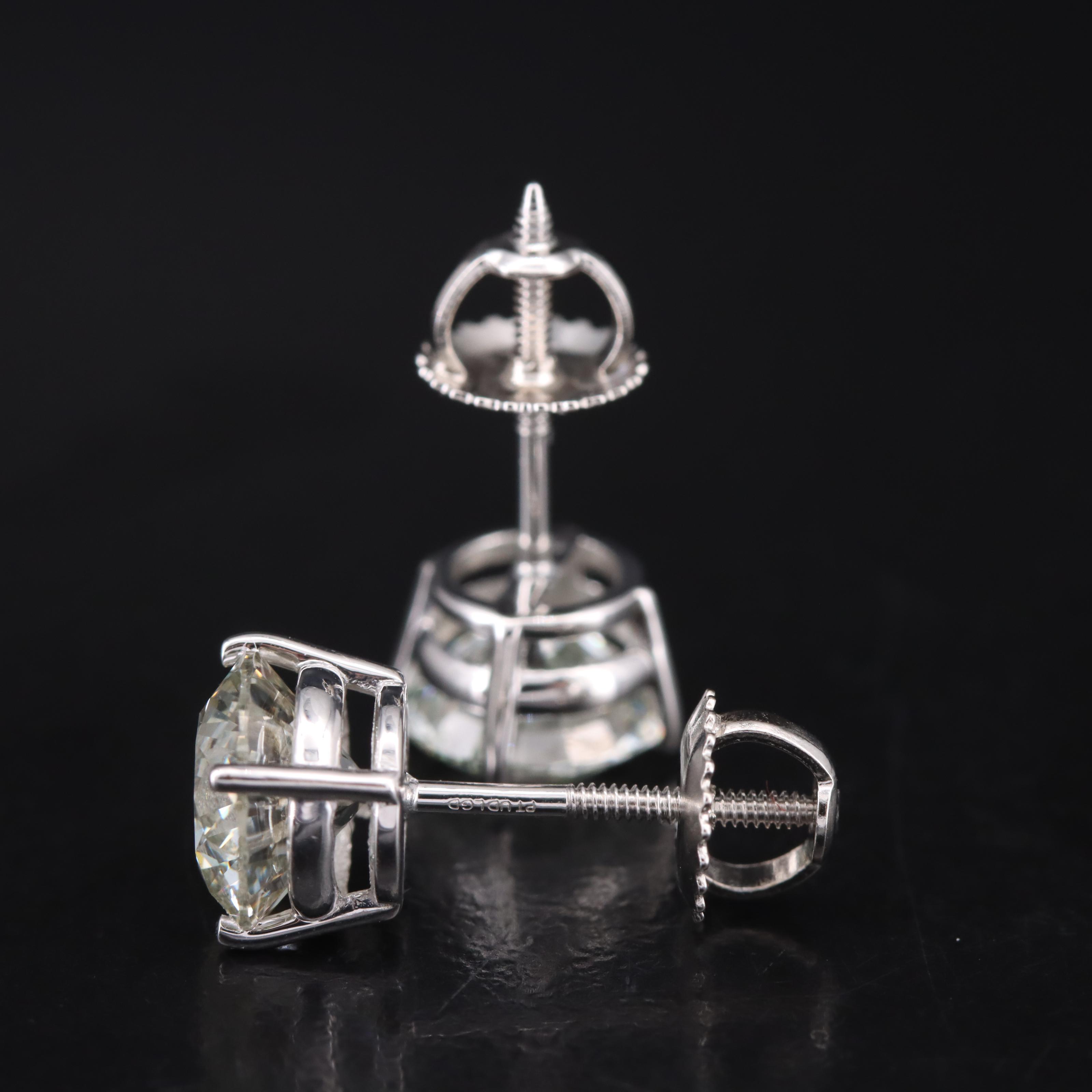 Platinum 2.99 CTW Lab Grown Diamond Stud Earrings
