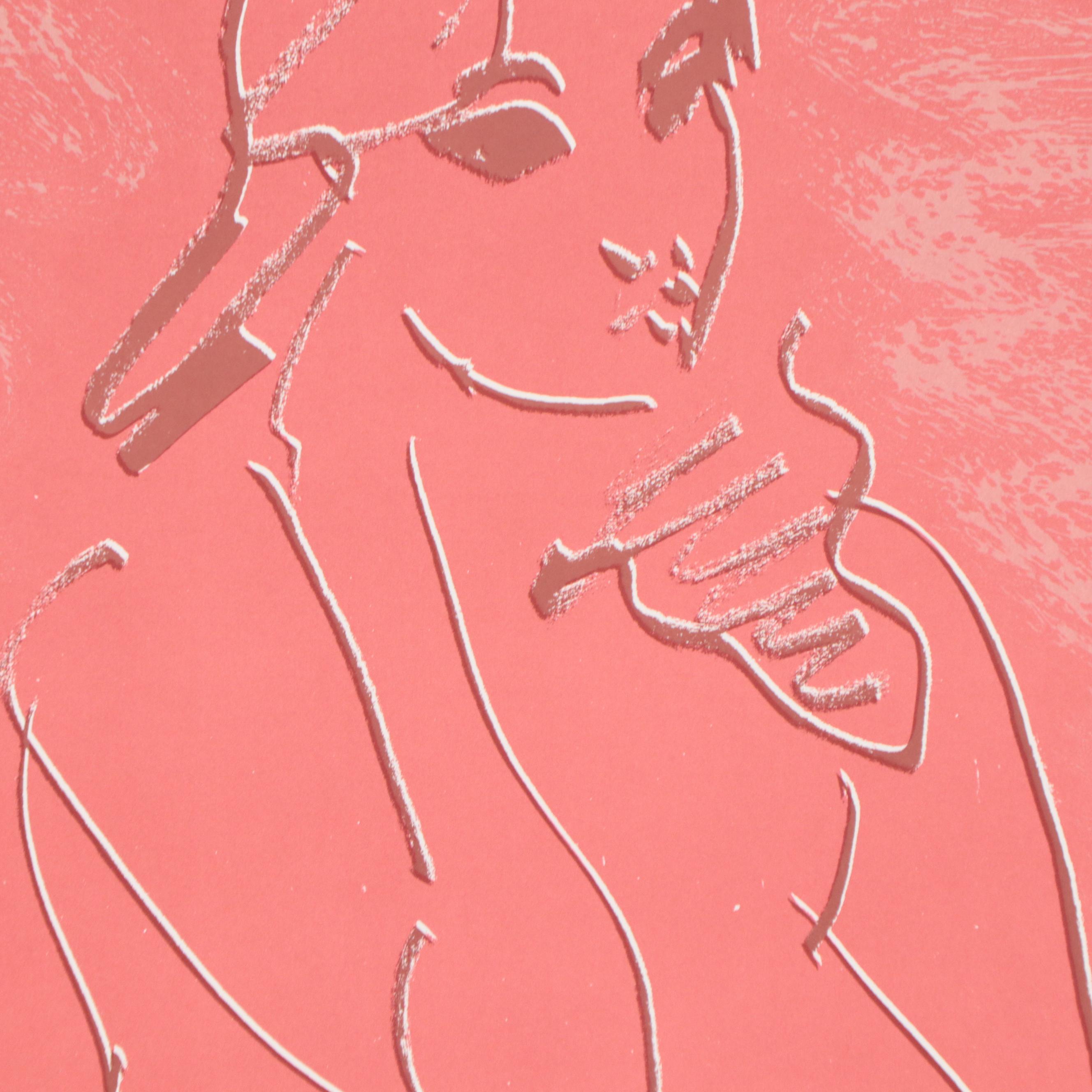 Grégoire Müller Color Lithograph "Untitled - Seated Nude"