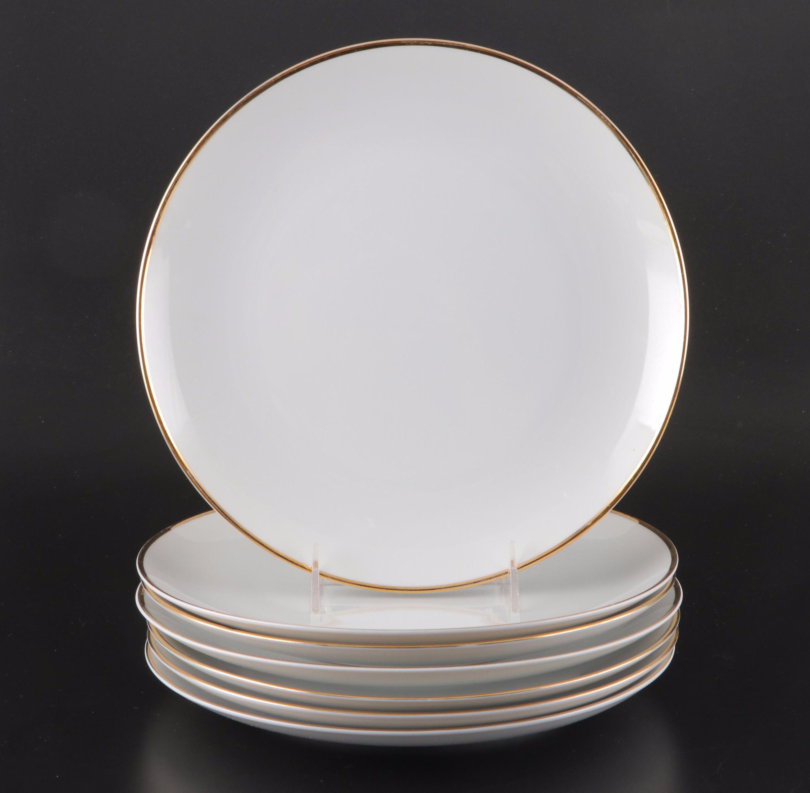 Gilt Rimmed White Boone China Plates