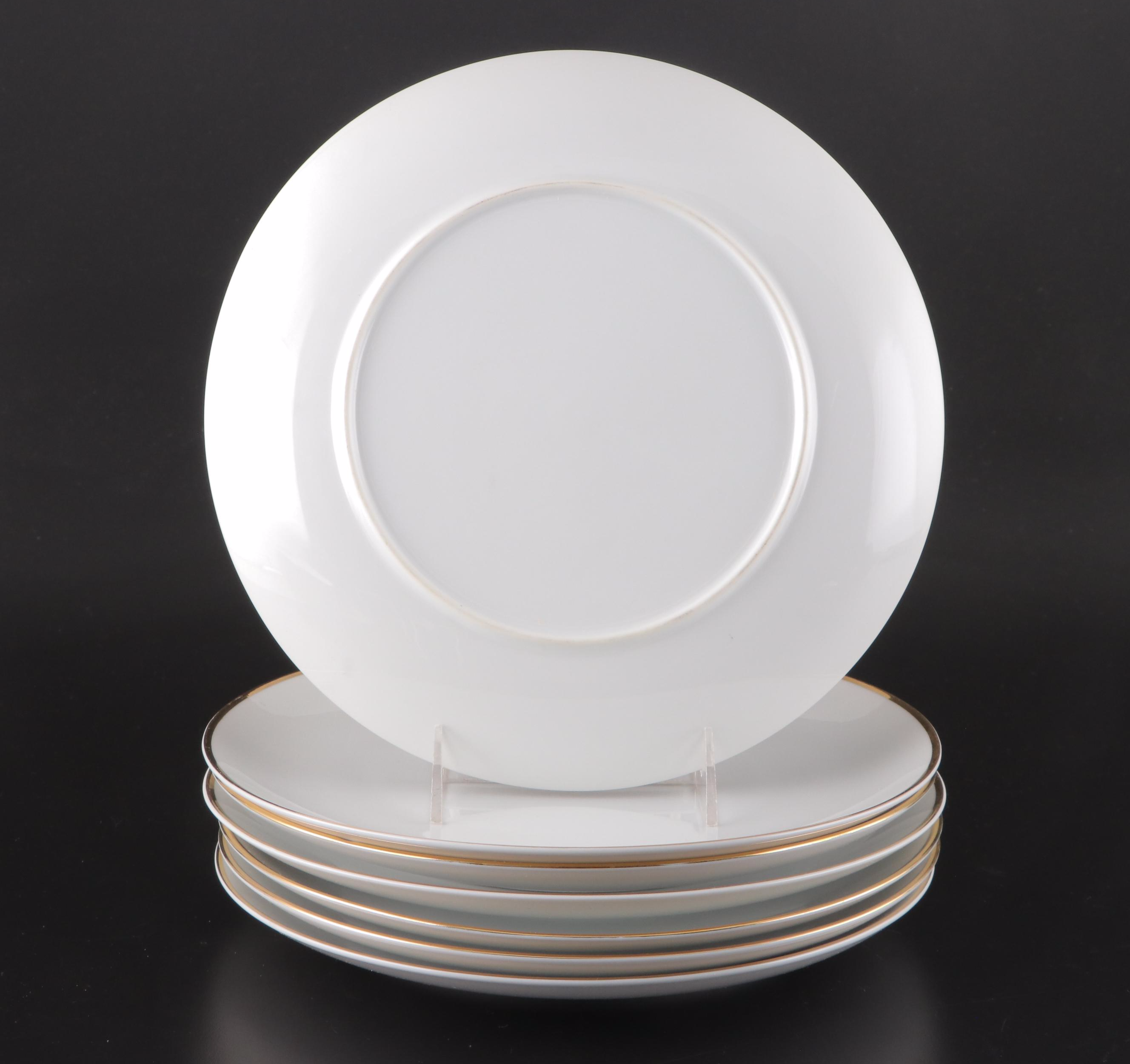 Gilt Rimmed White Boone China Plates