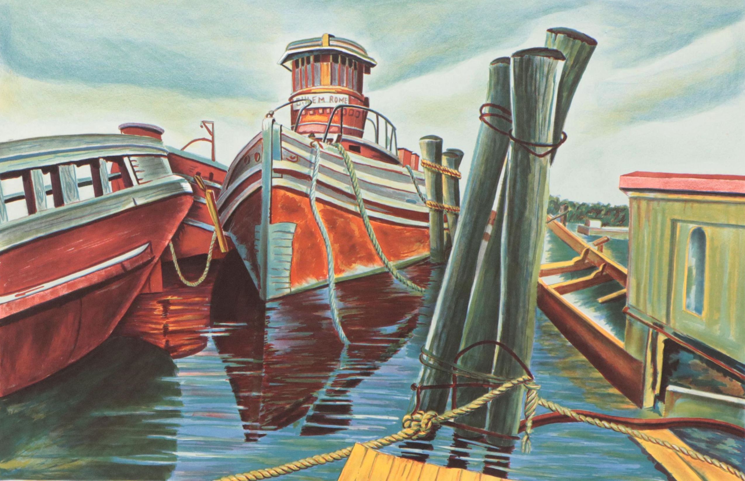 Jack Van Deckter Nautical Scene Lithograph