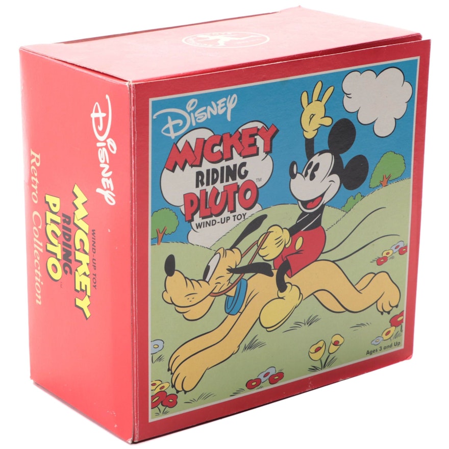 Schylling Retro Collection Disney Mickey Riding Pluto Wind-Up Toy