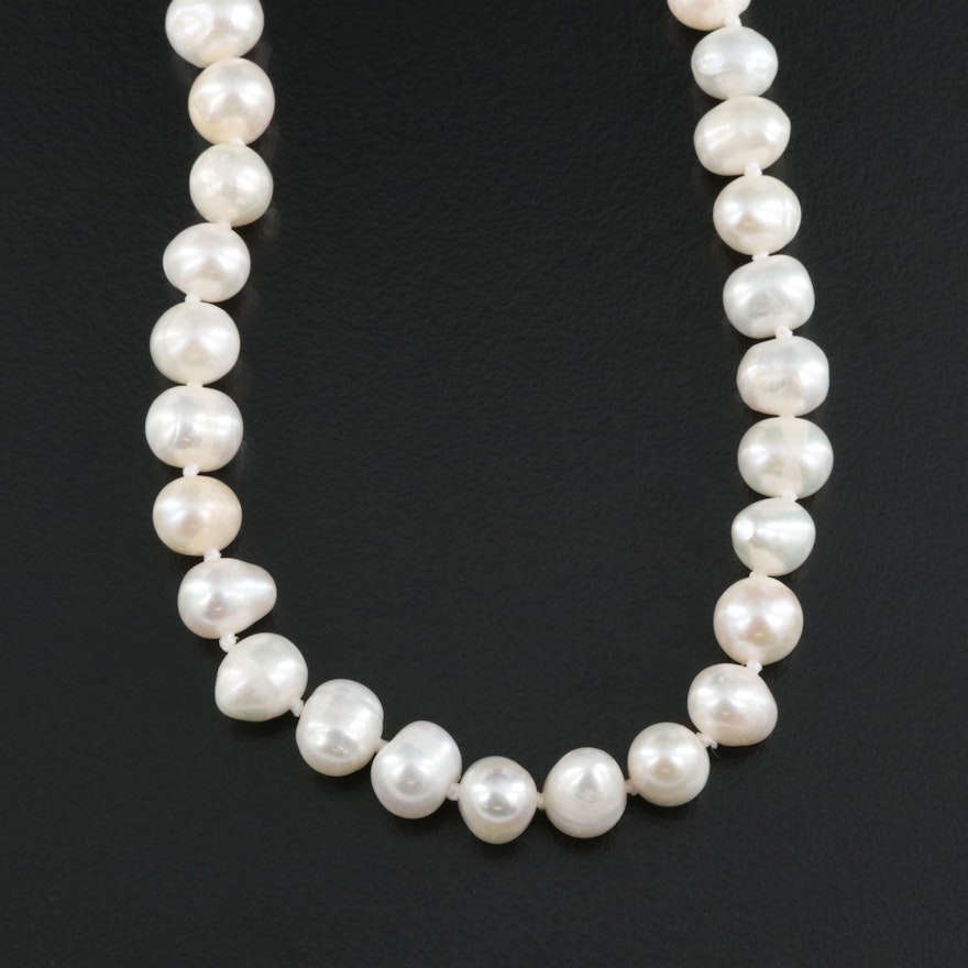 Pearl Rope Necklace with Sterling Clasp