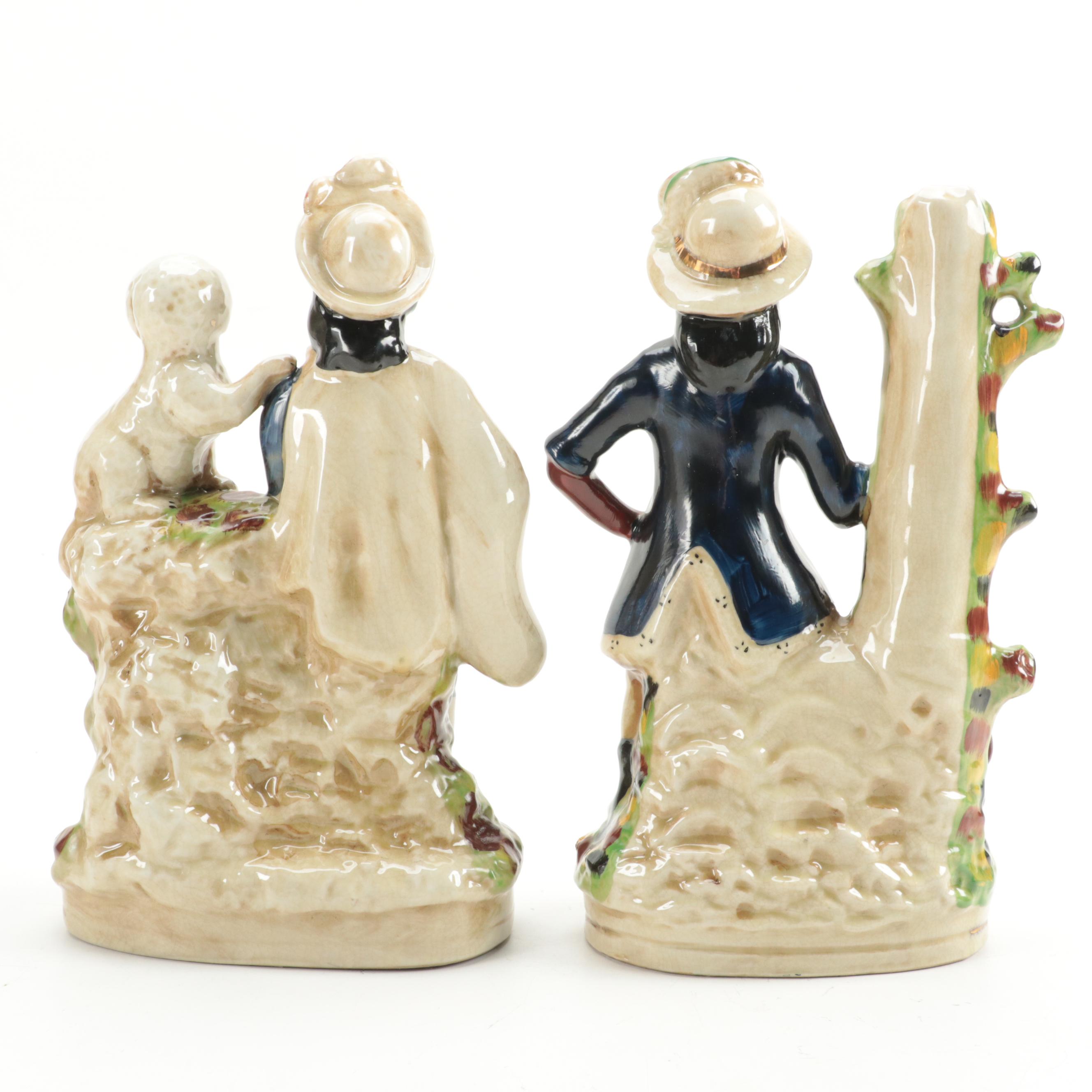 Staffordshire Style Ceramic  Hunter Flat Back Figurines