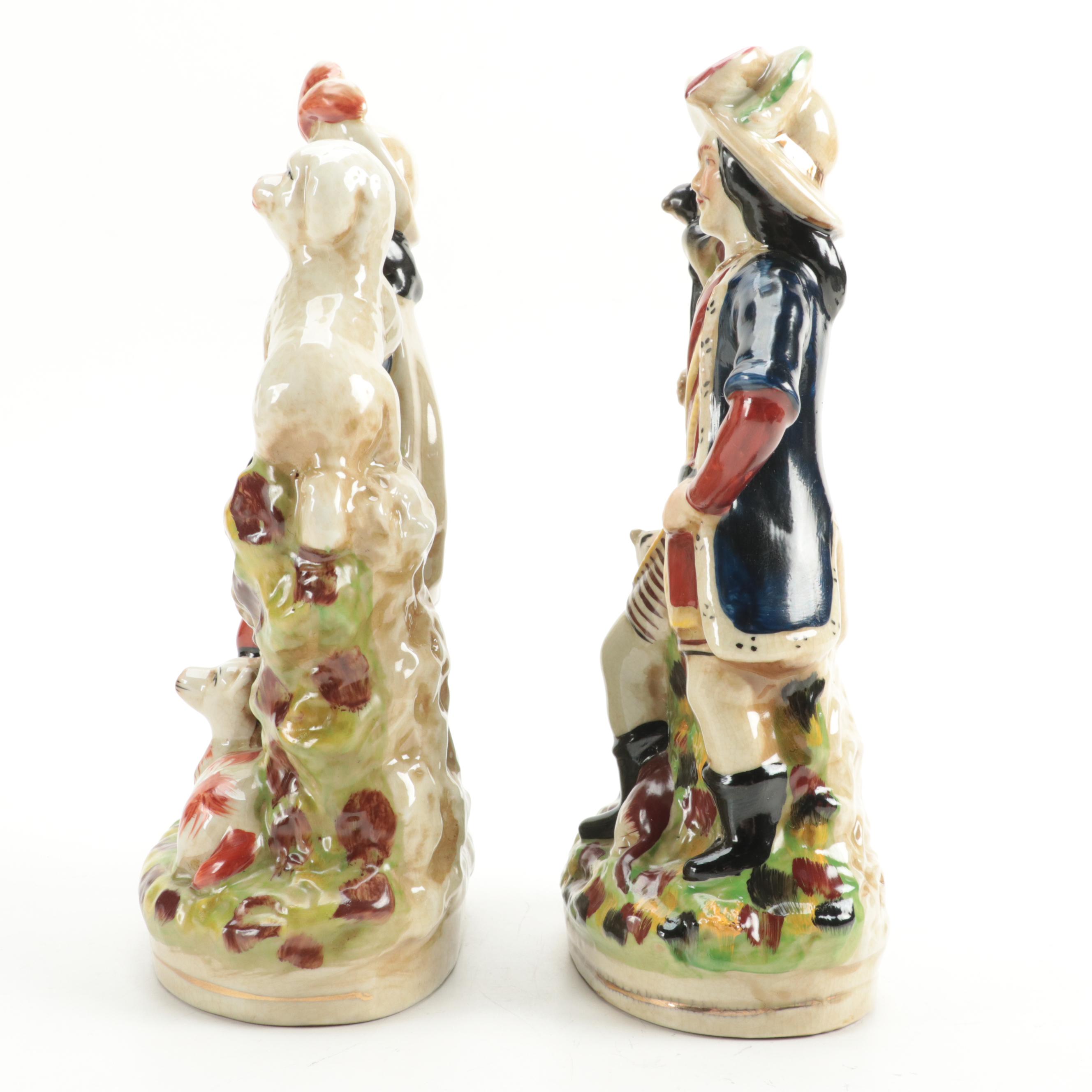 Staffordshire Style Ceramic  Hunter Flat Back Figurines