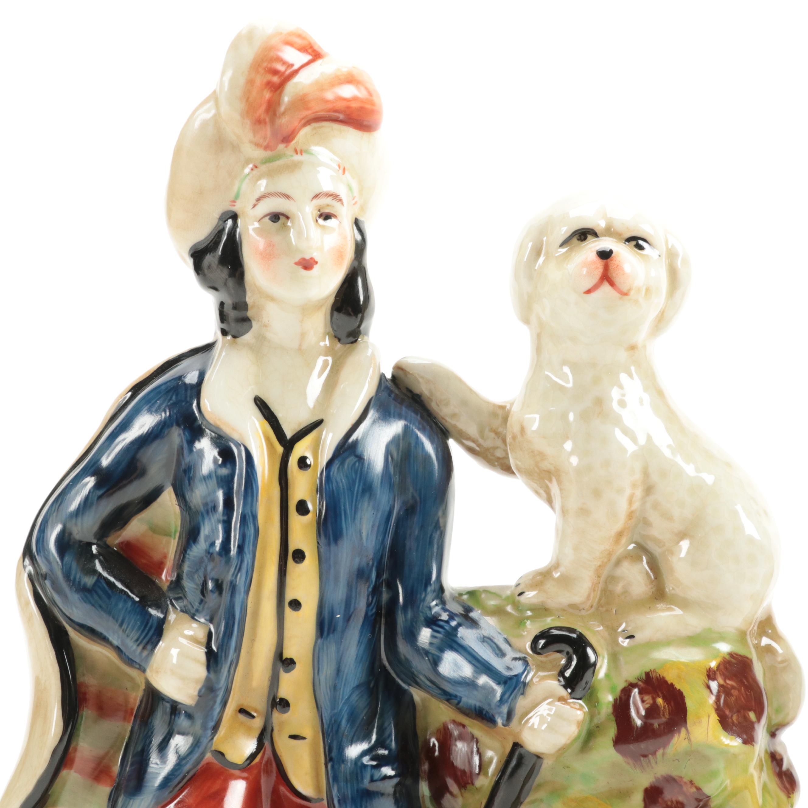 Staffordshire Style Ceramic  Hunter Flat Back Figurines