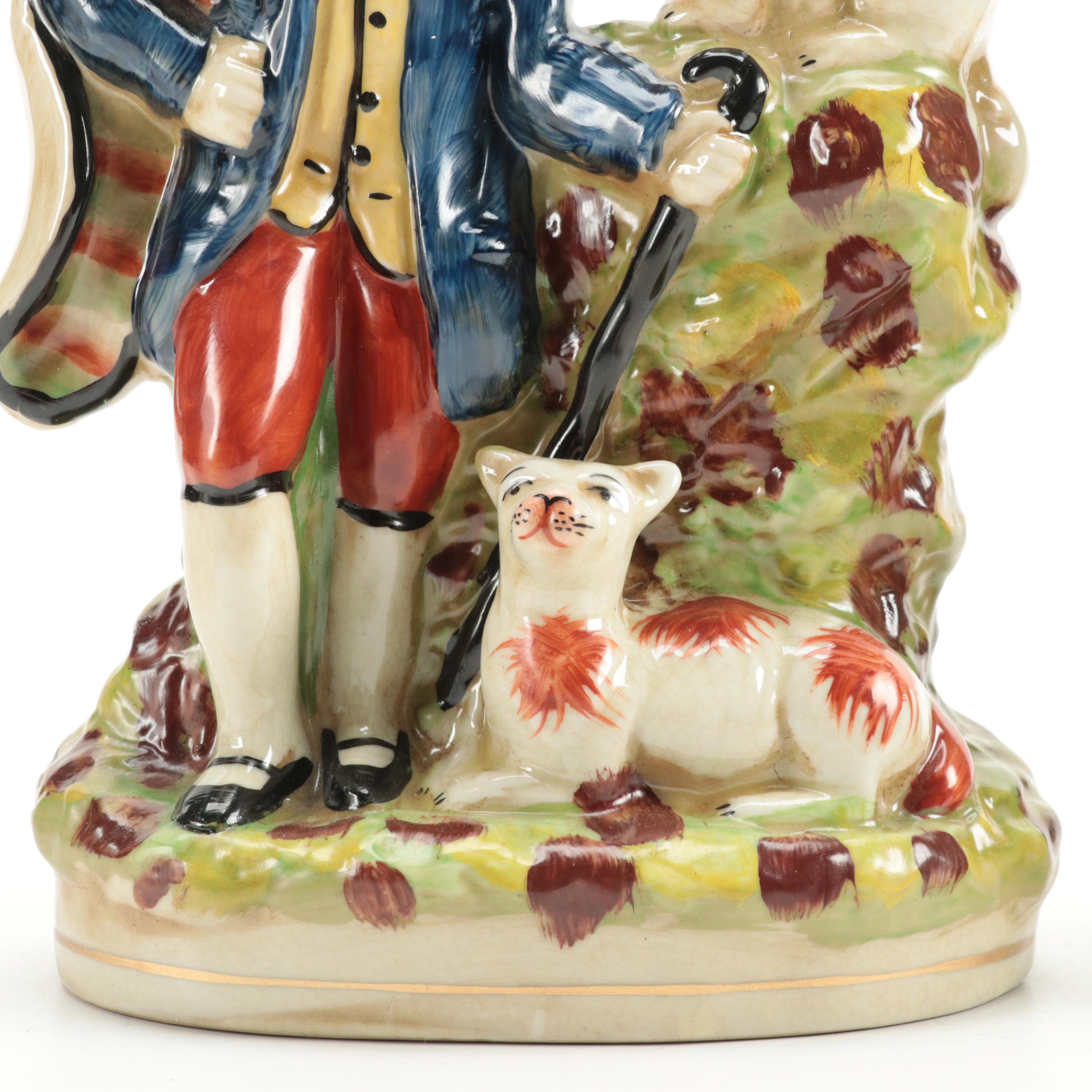 Staffordshire Style Ceramic  Hunter Flat Back Figurines