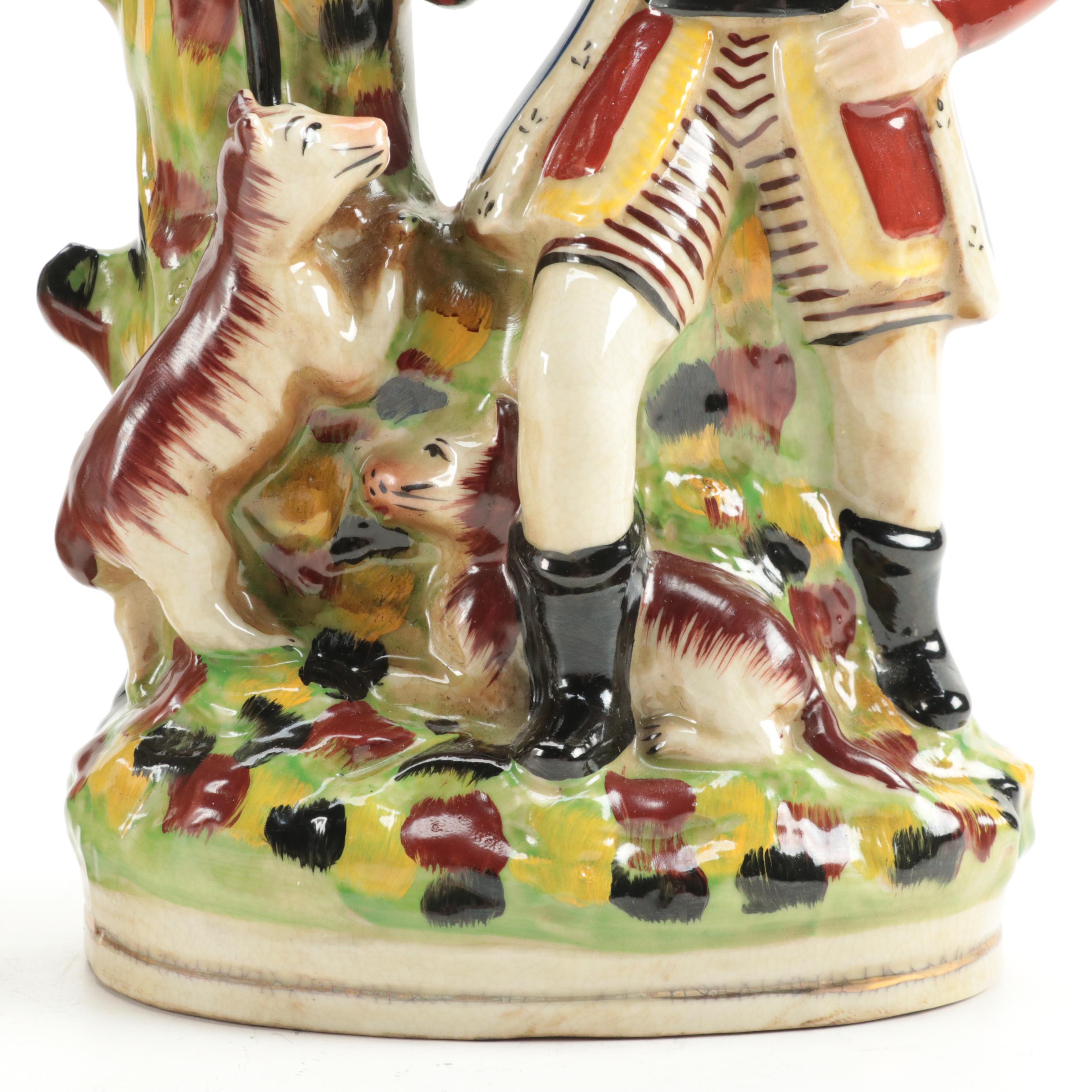 Staffordshire Style Ceramic  Hunter Flat Back Figurines