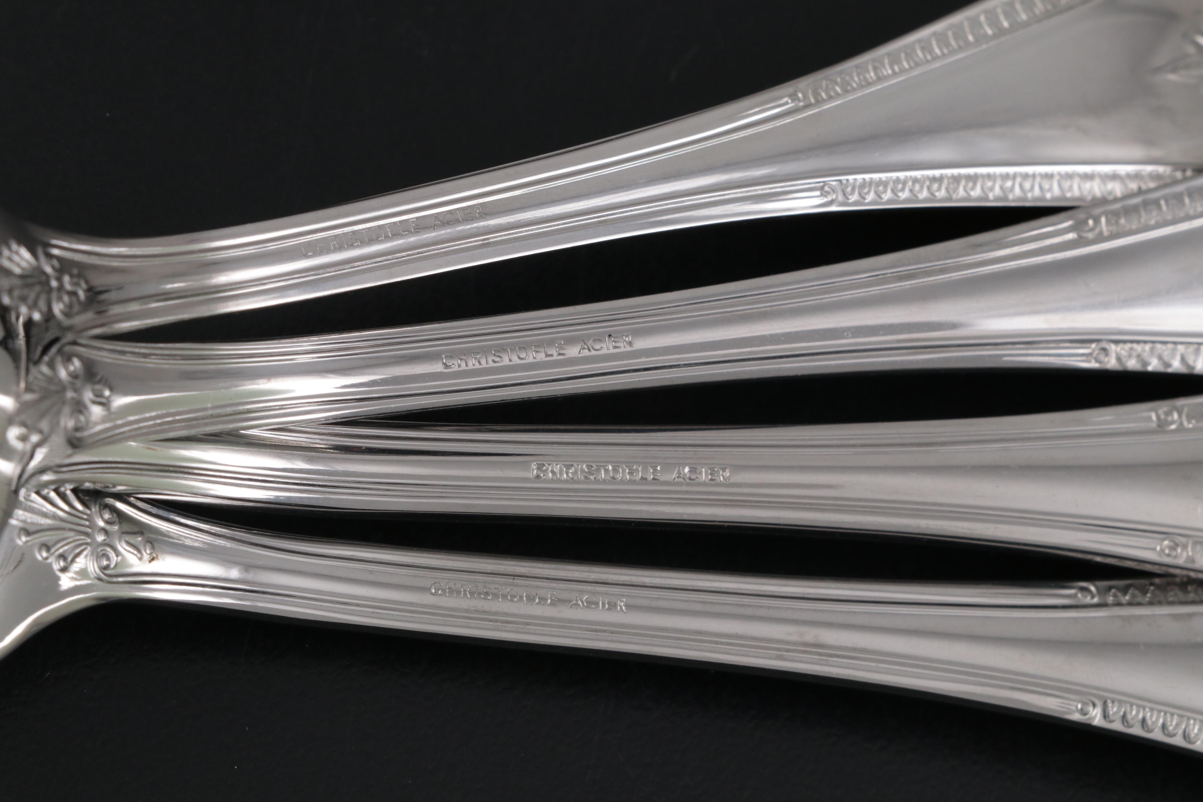 Christofle Acier Stainless Steel Flatware Place Settings for Two