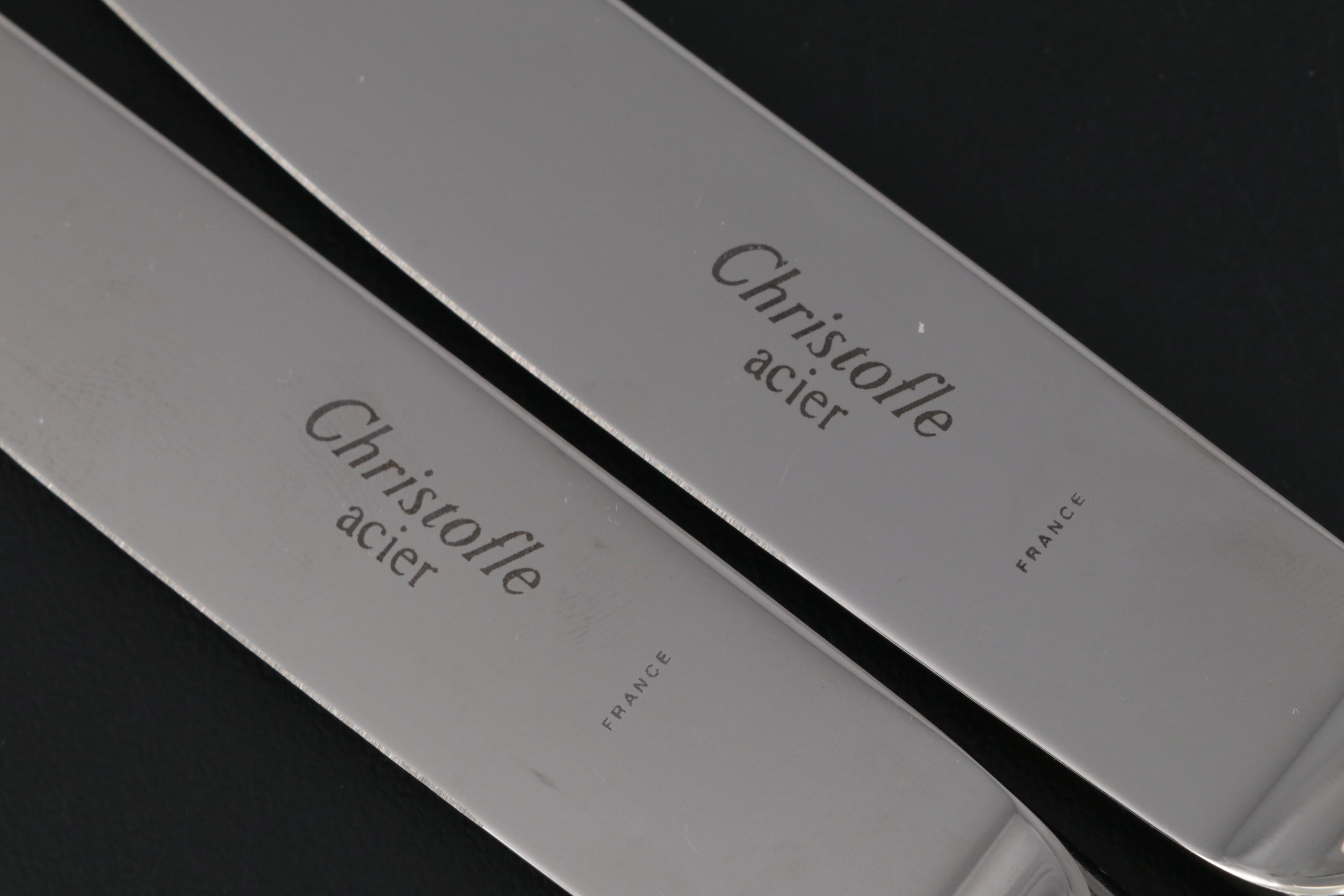 Christofle Acier Stainless Steel Flatware Place Settings for Two