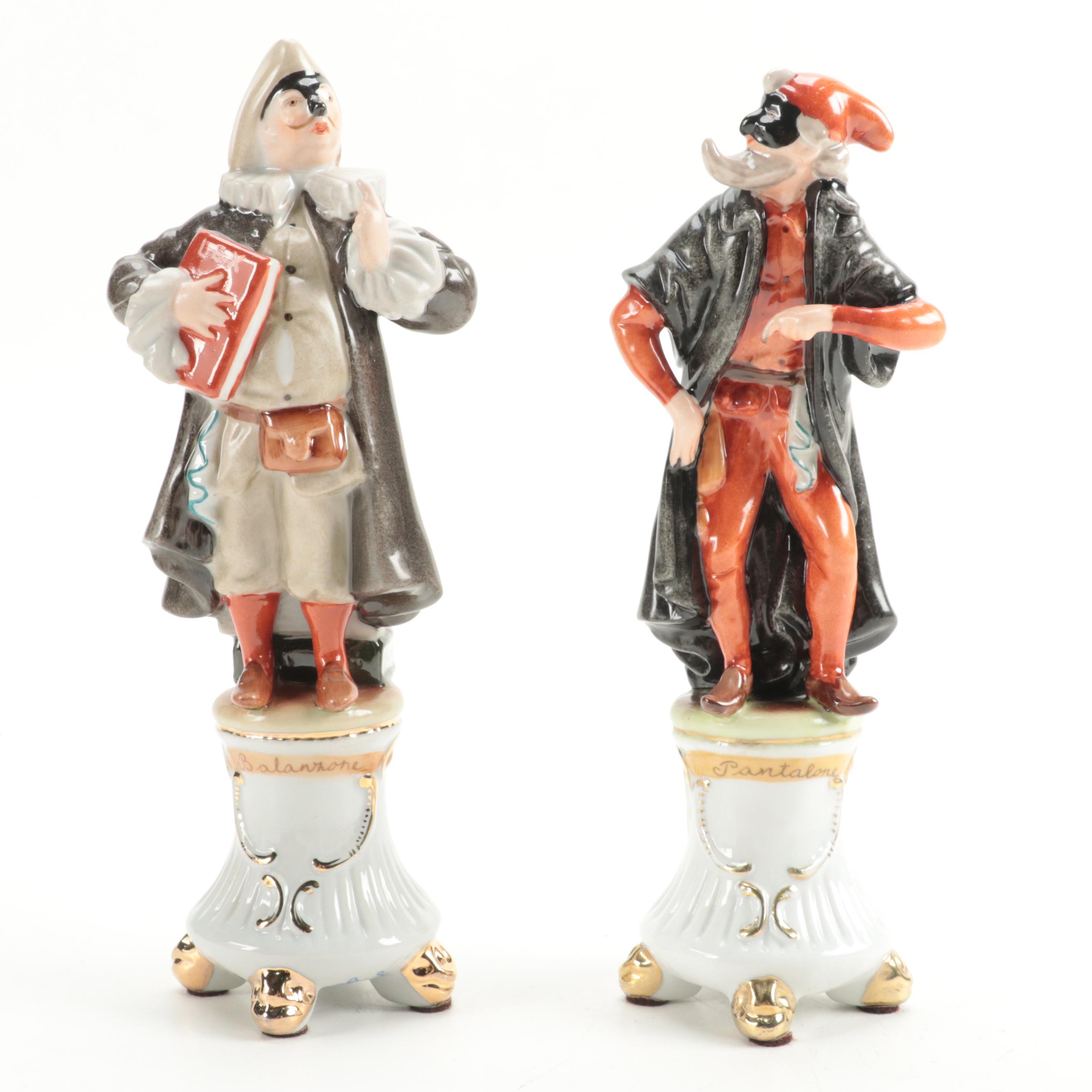Italian Style Porcelain Commedia Dell'Arte Figurines