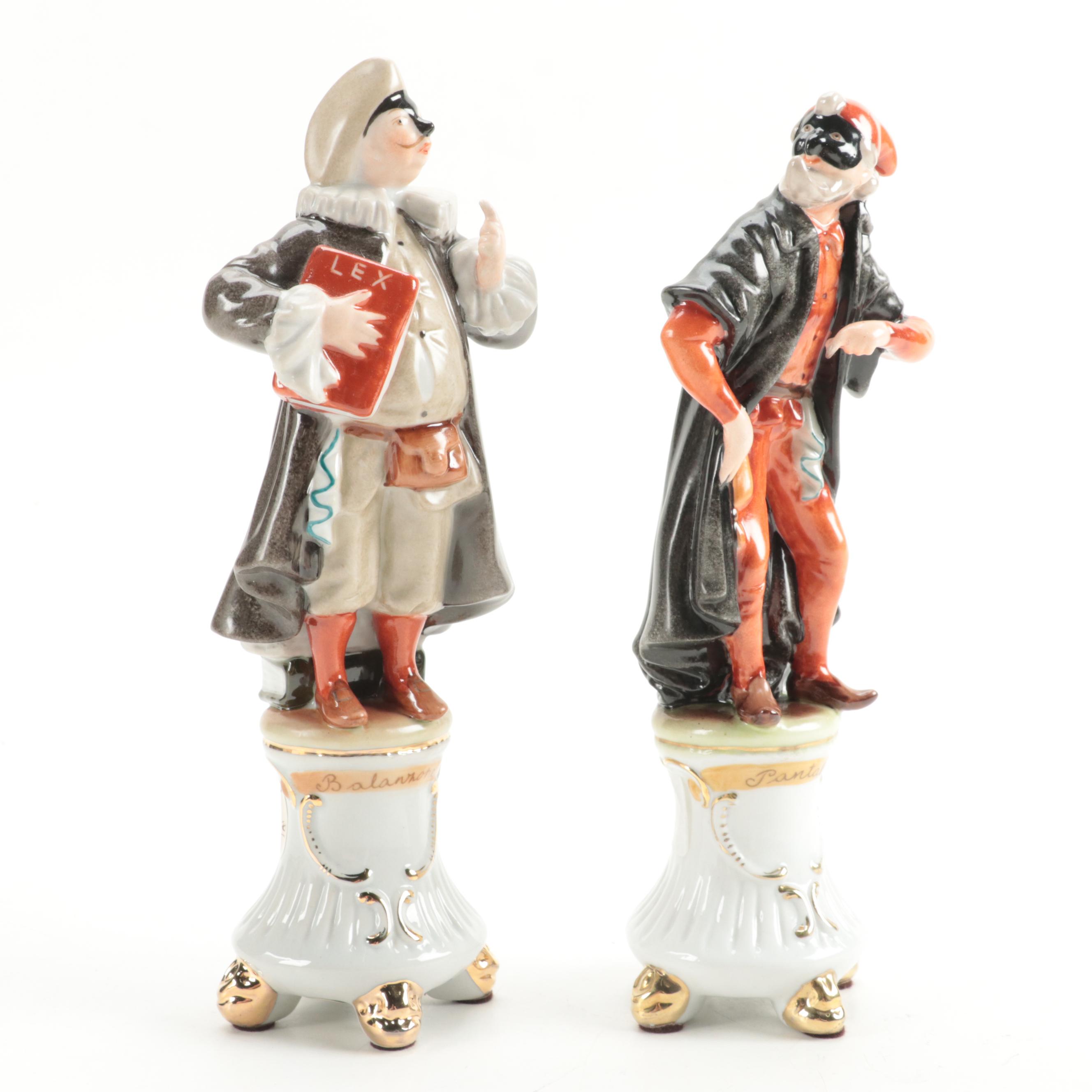 Italian Style Porcelain Commedia Dell'Arte Figurines