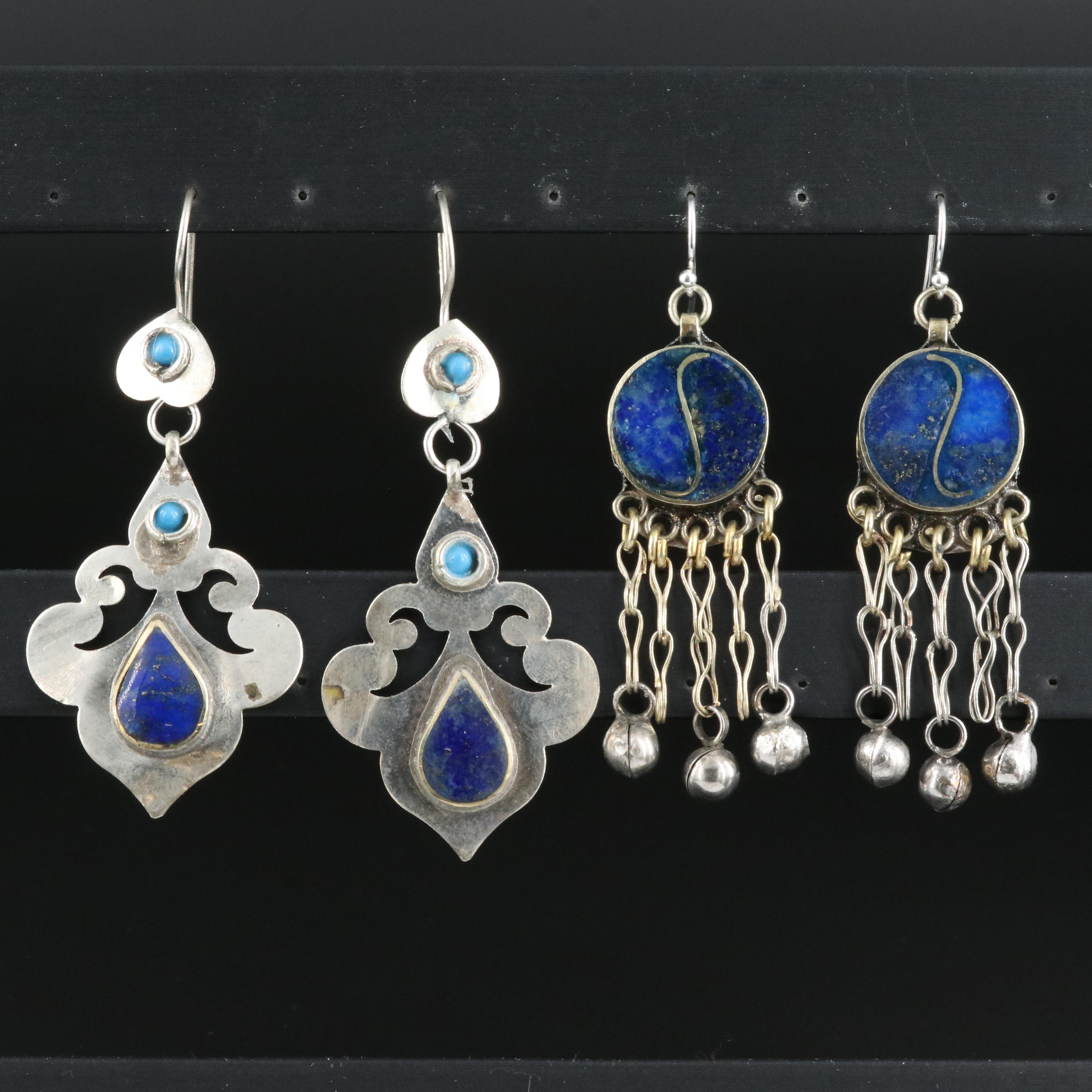 Earrings Including Sterling, Lapis Lazuli and Faux Turquoise