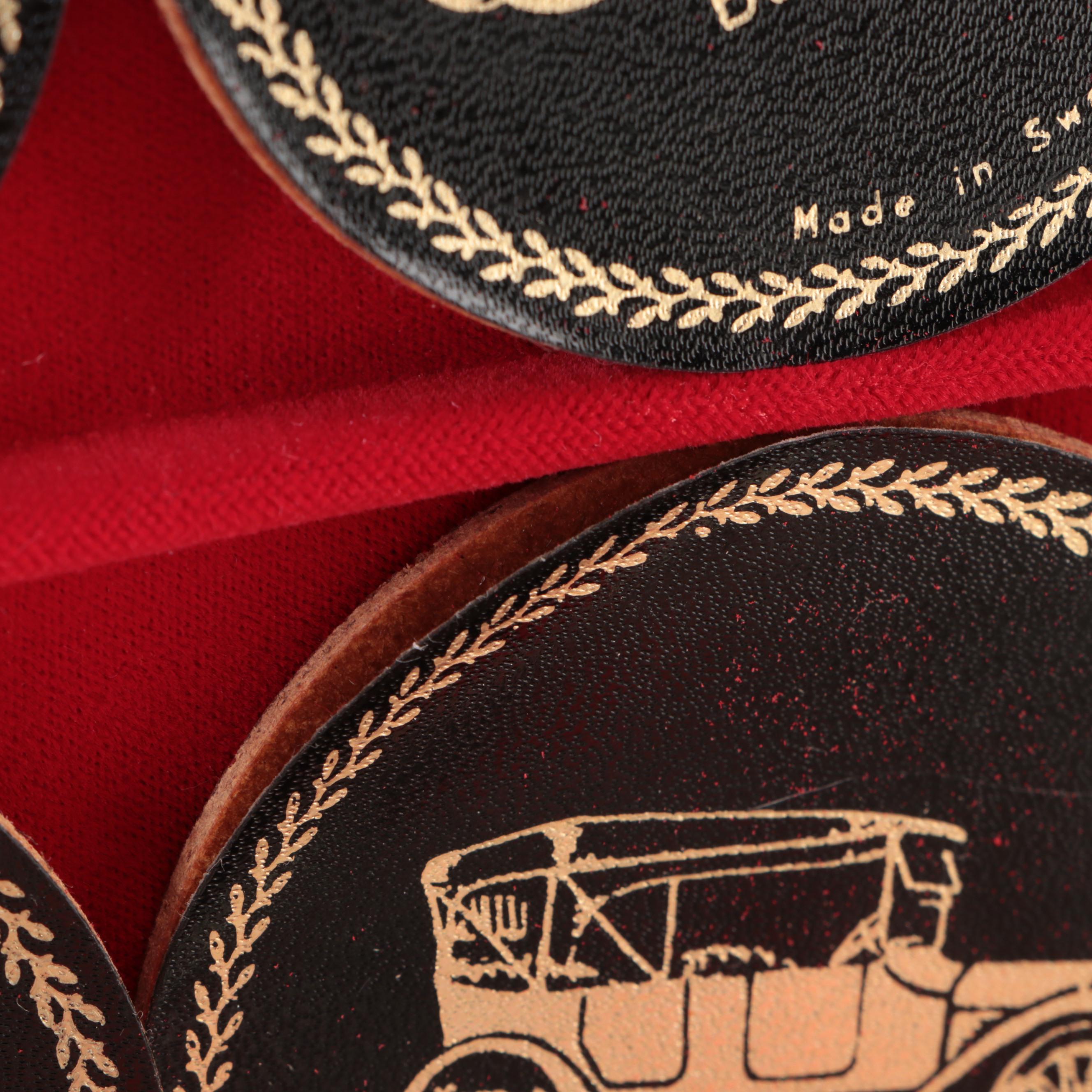 Swank Vintage Cars Liquor Glasses and Coaster Set with Indian Wooden Duck