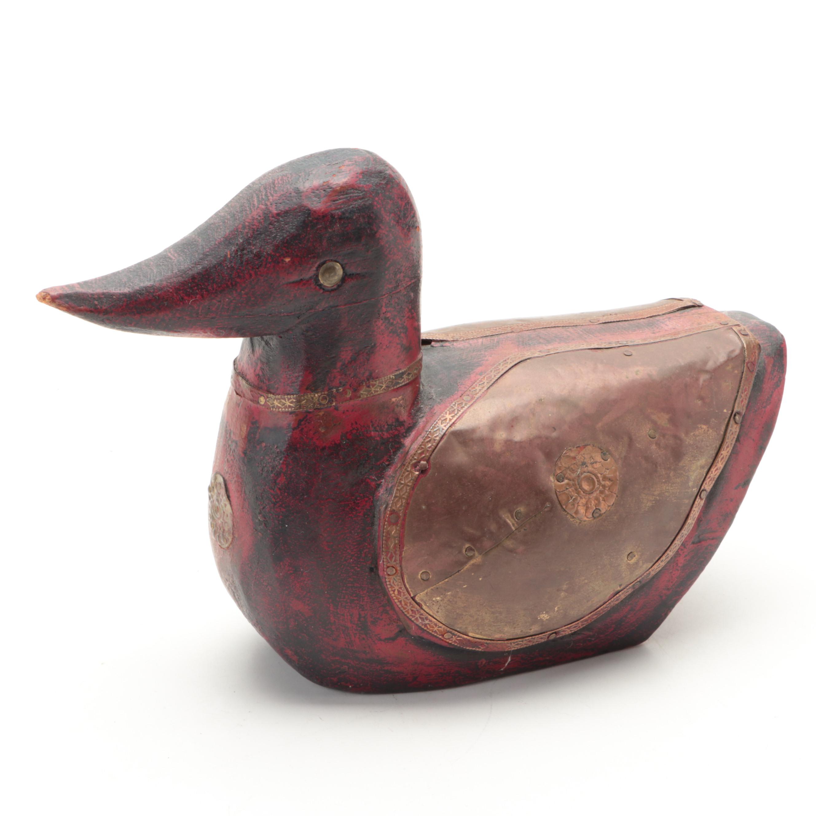 Swank Vintage Cars Liquor Glasses and Coaster Set with Indian Wooden Duck