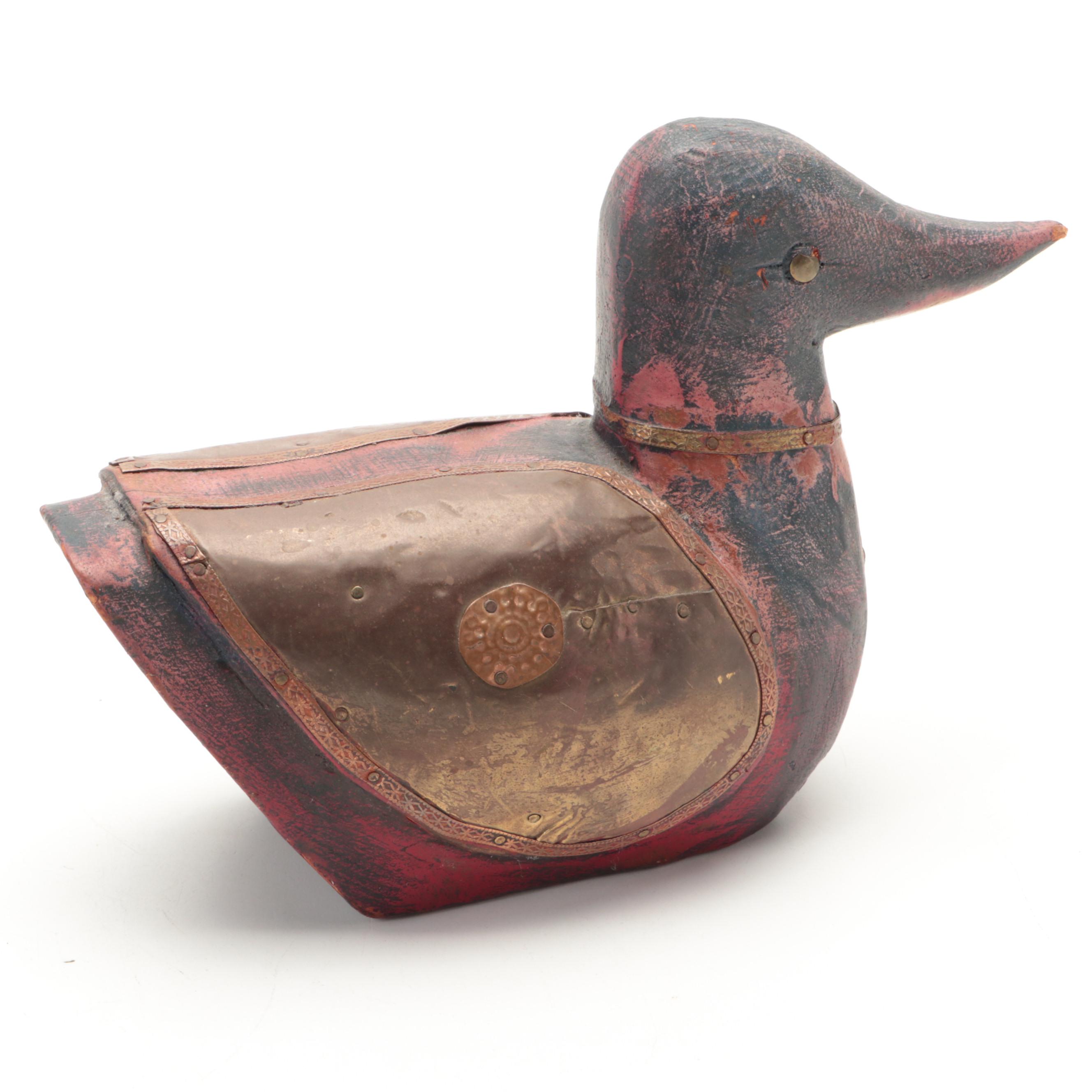 Swank Vintage Cars Liquor Glasses and Coaster Set with Indian Wooden Duck