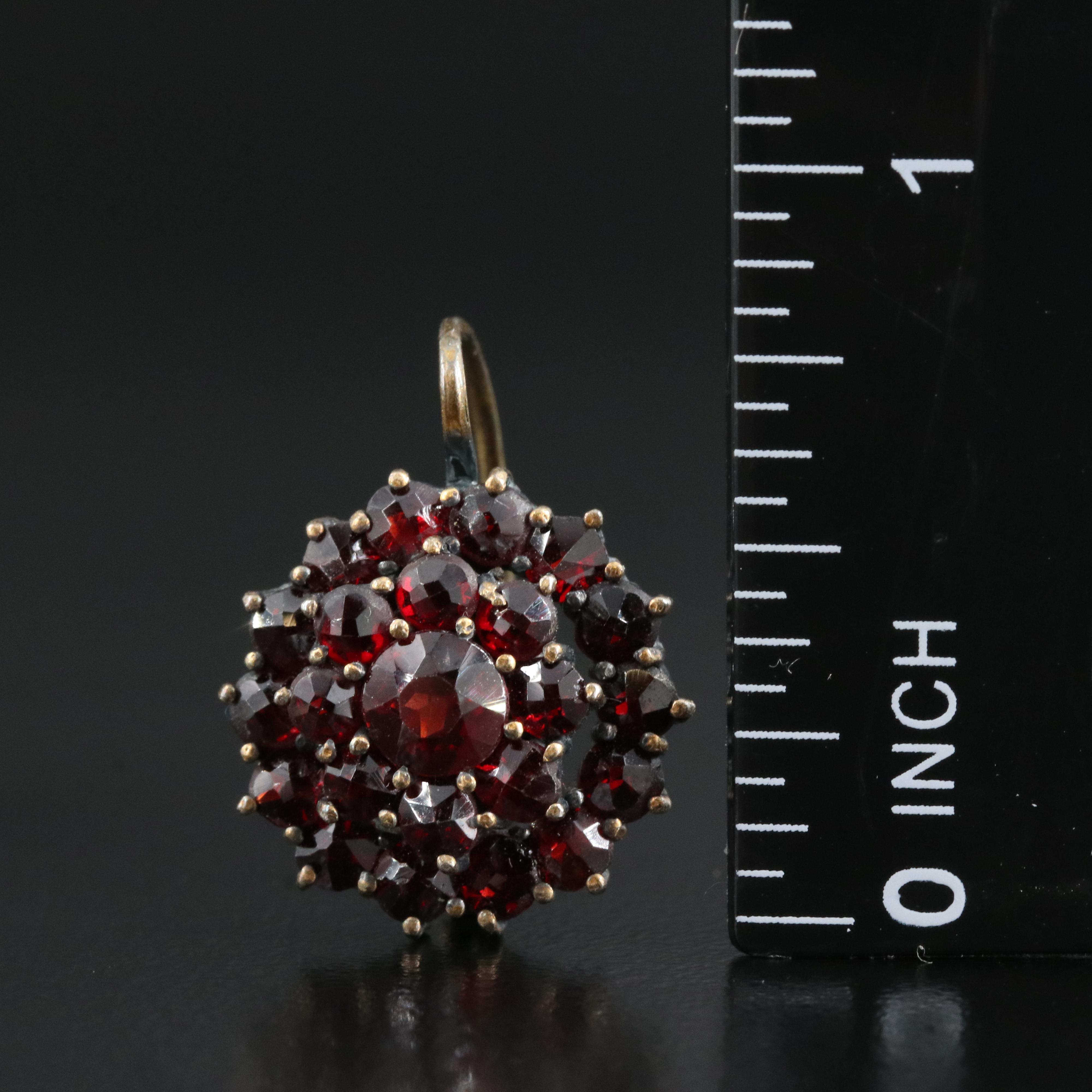 Vintage 800 Silver Earrings and Antique Brooch Including Garnet and Ruby