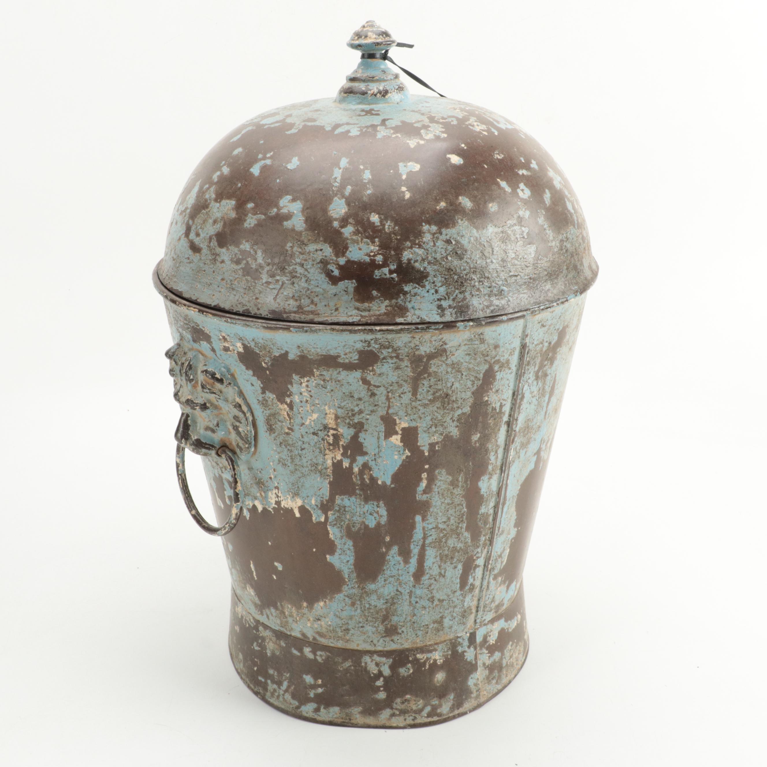Sarreid Ltd. Patinated  Metal Ash Container