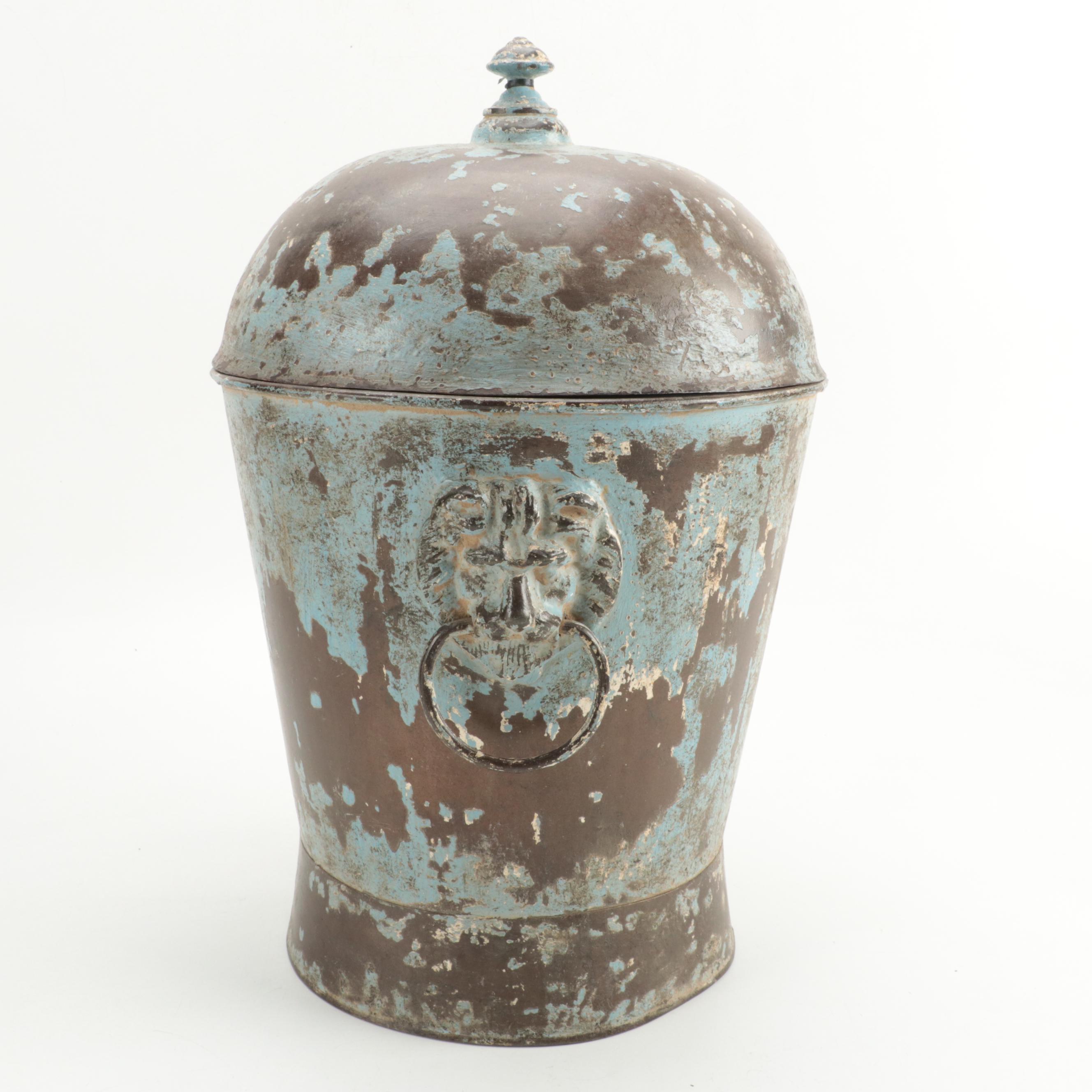Sarreid Ltd. Patinated  Metal Ash Container