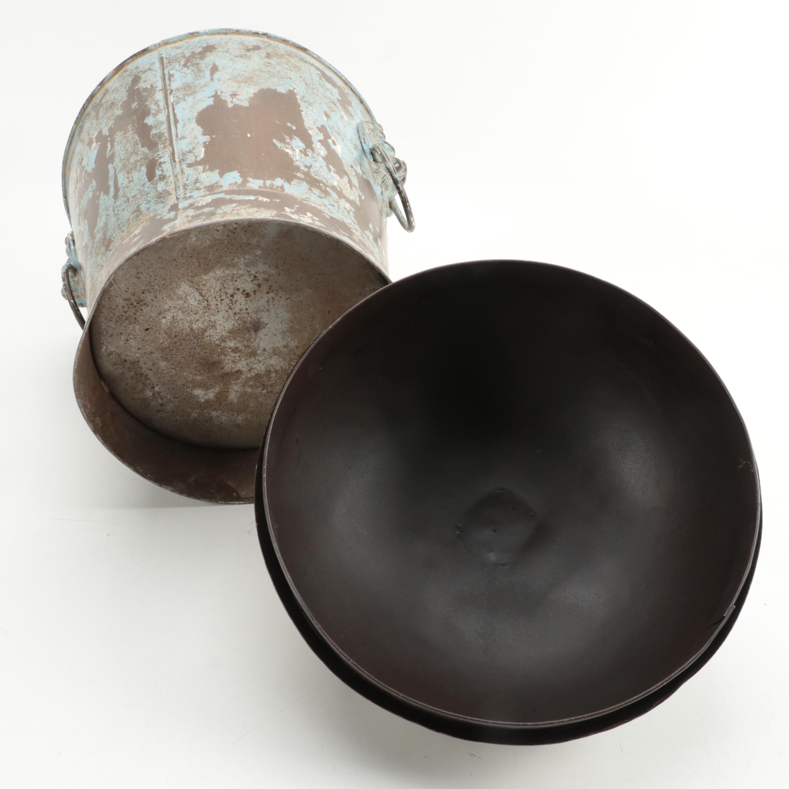 Sarreid Ltd. Patinated  Metal Ash Container