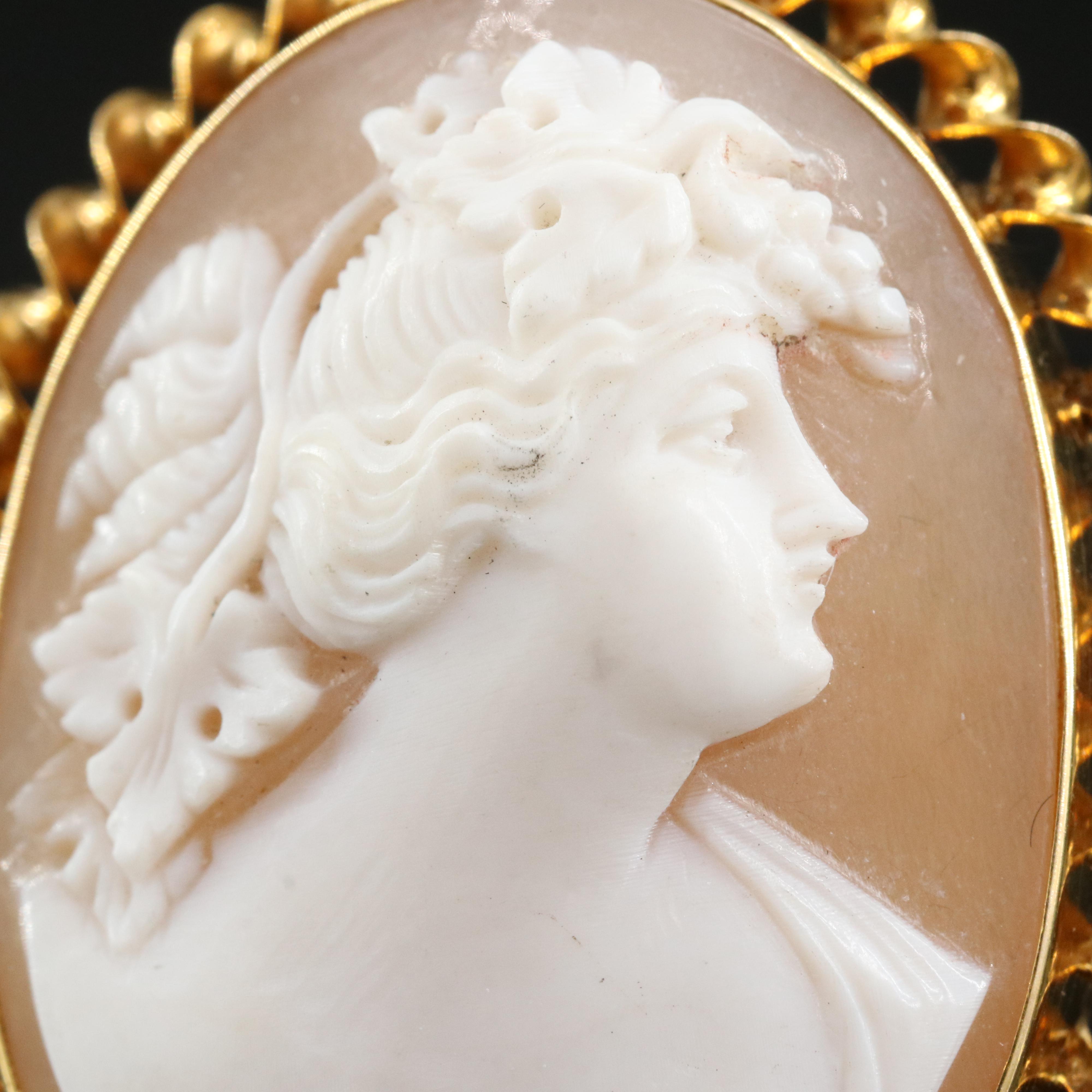 10K Shell Cameo Converter Brooch