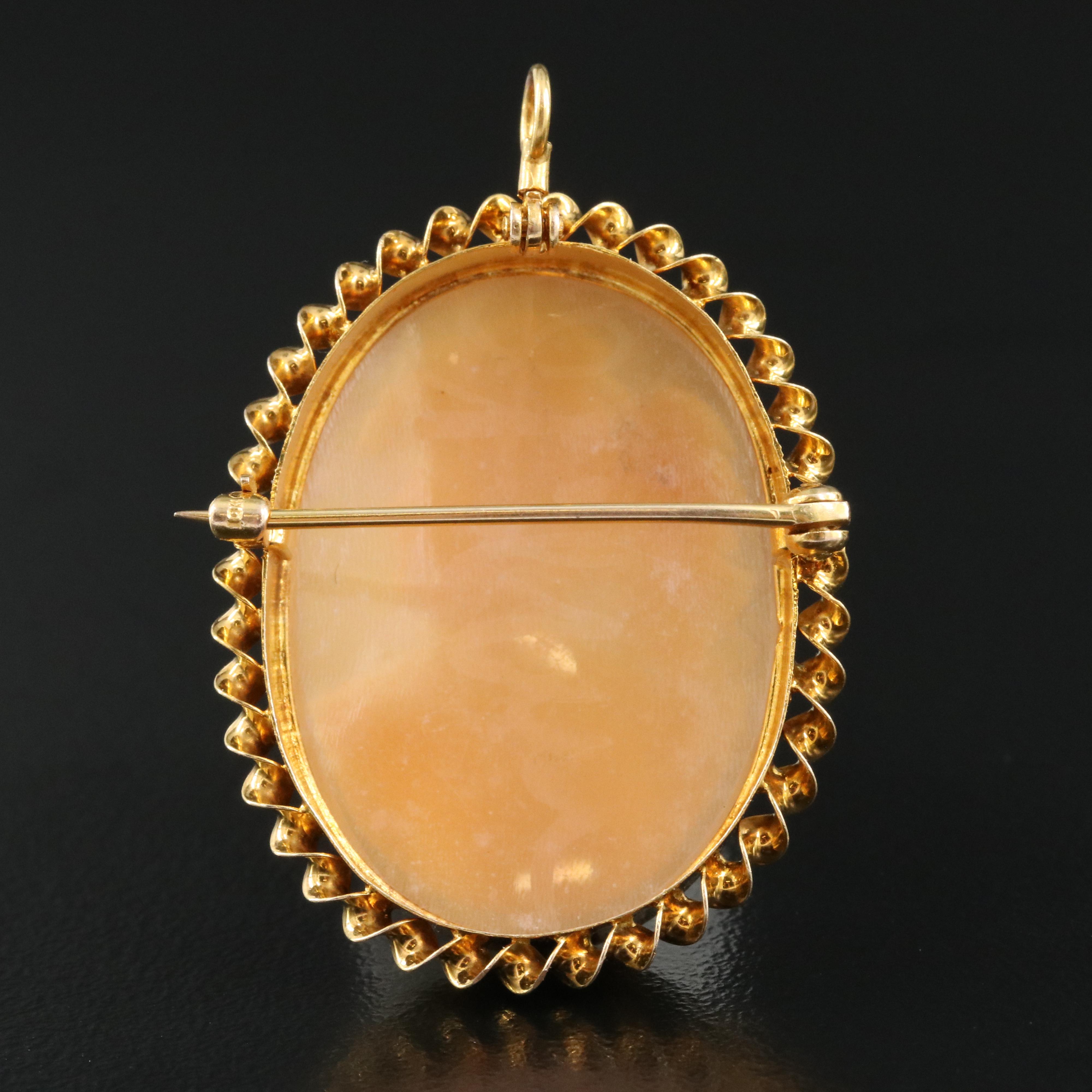 10K Shell Cameo Converter Brooch